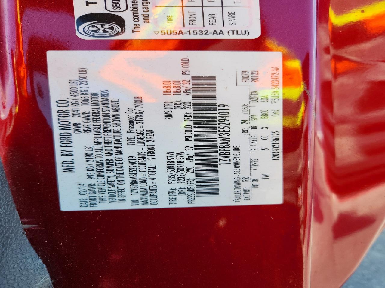 2014 Ford Mustang Red vin: 1ZVBP8AM3E5294019