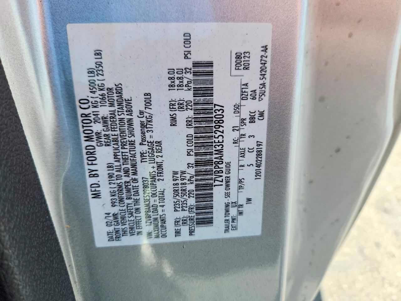 2014 Ford Mustang Silver vin: 1ZVBP8AM3E5298037