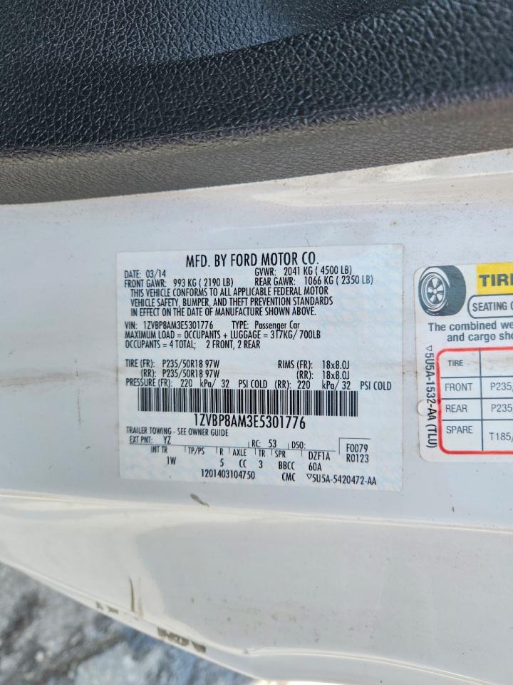 2014 Ford Mustang Белый vin: 1ZVBP8AM3E5301776