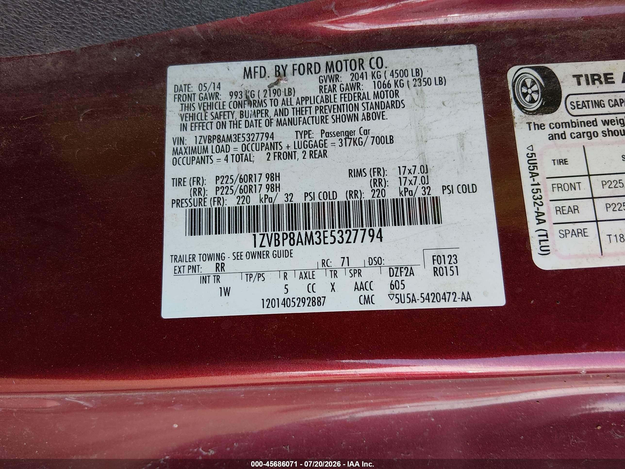 2014 Ford Mustang V6 Burgundy vin: 1ZVBP8AM3E5327794