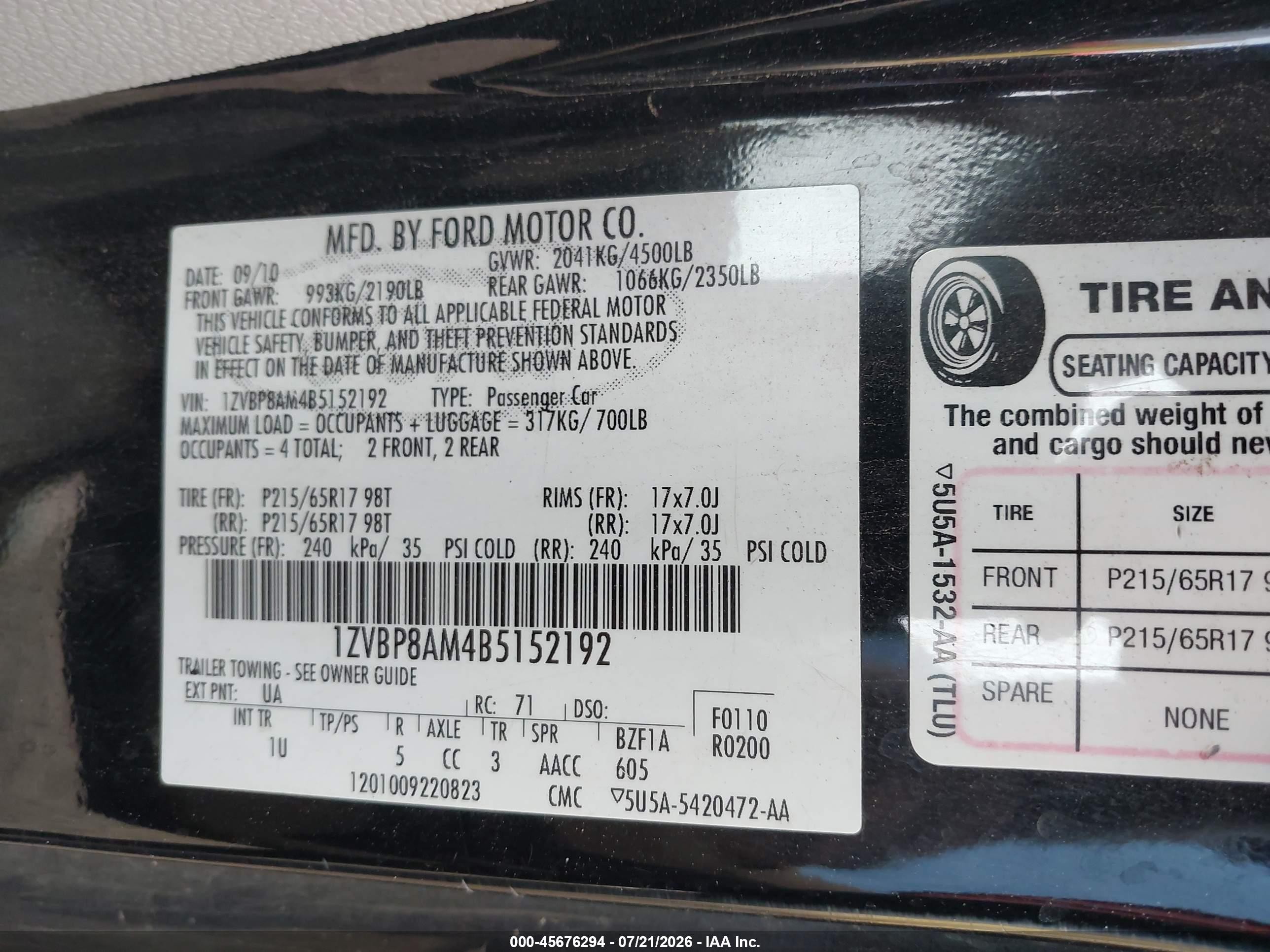 2011 Ford Mustang V6 Black vin: 1ZVBP8AM4B5152192