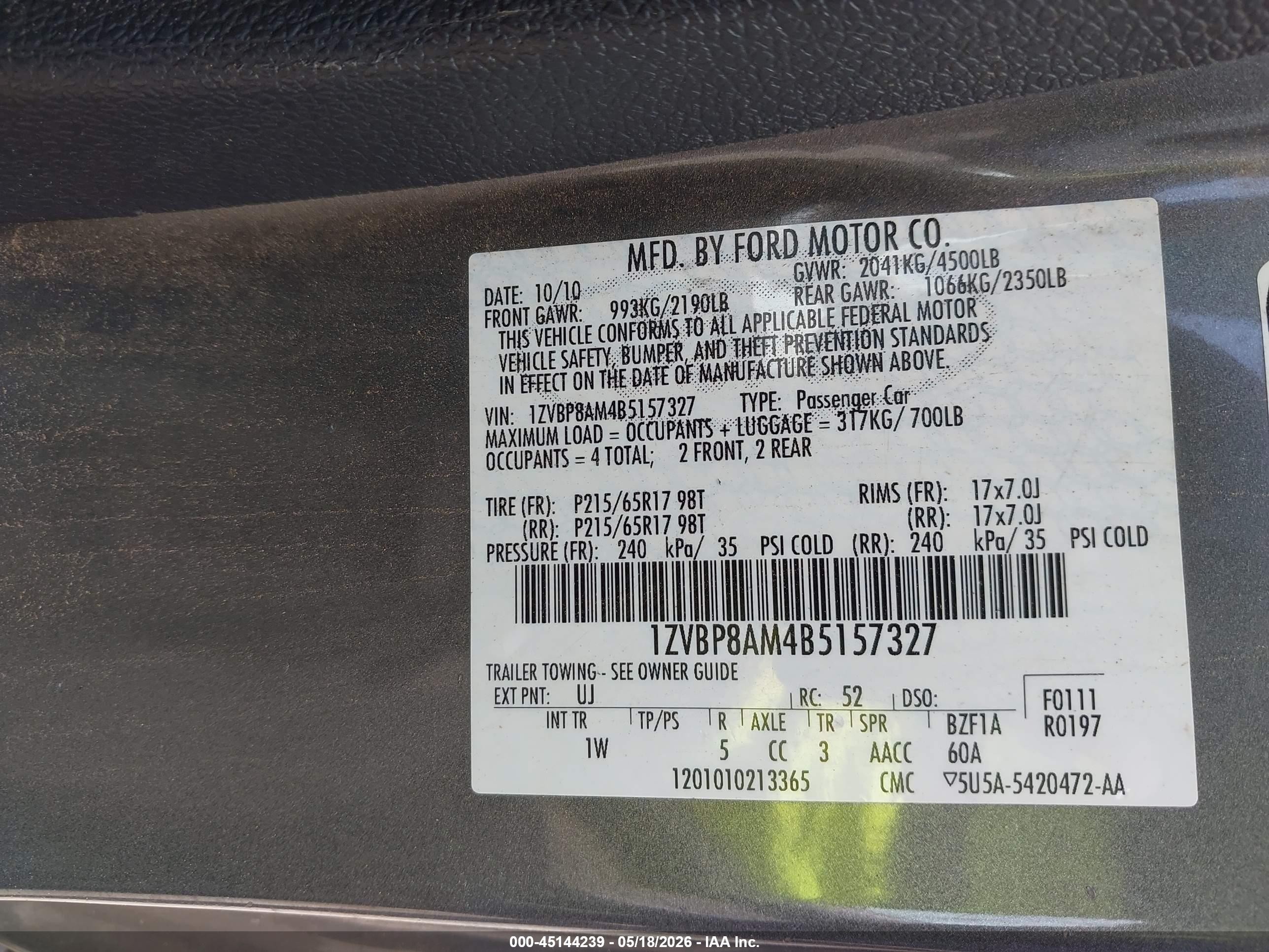 2011 Ford Mustang V6 Gray vin: 1ZVBP8AM4B5157327