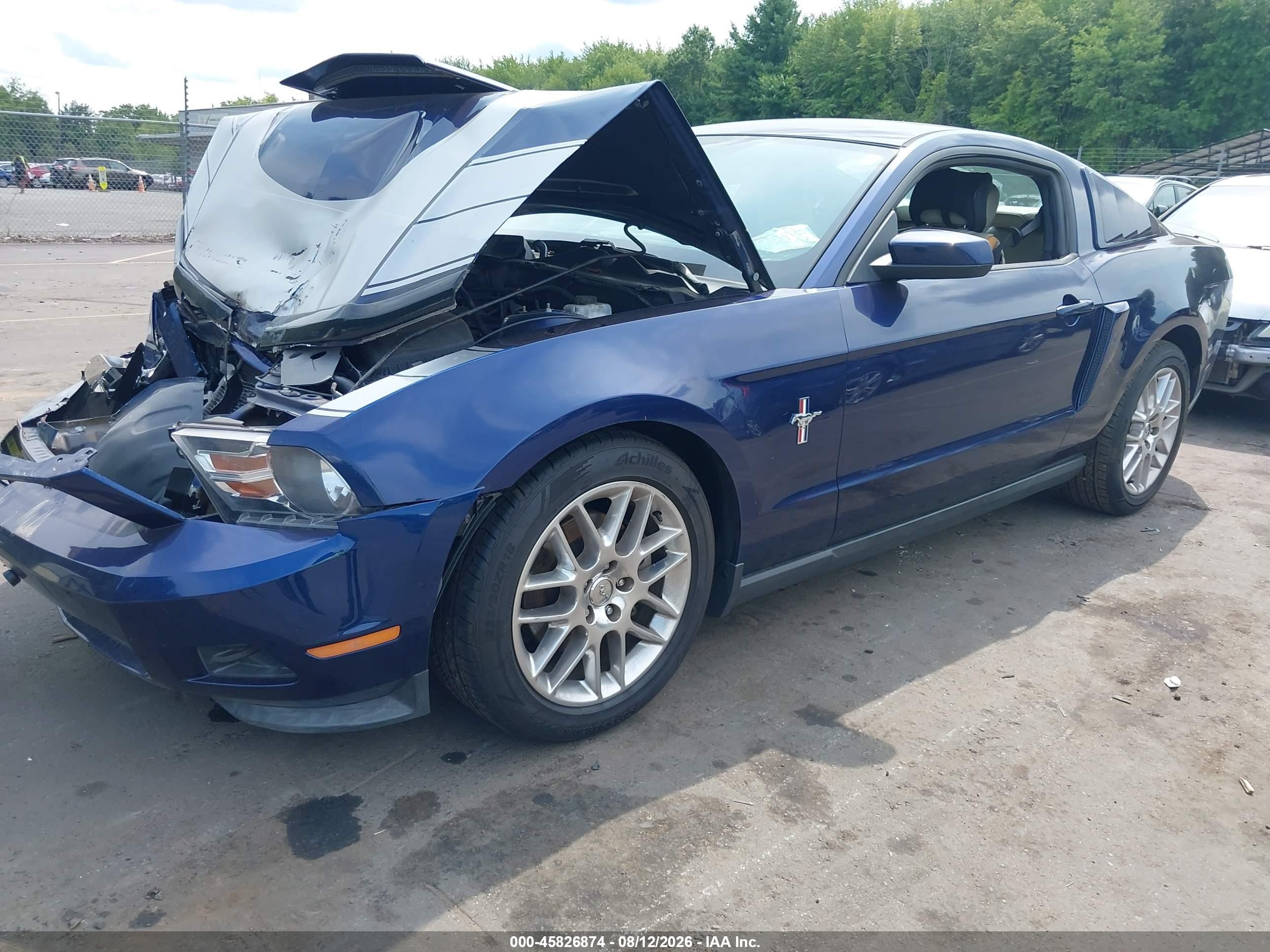 2012 Ford Mustang V6 Premium Blue vin: 1ZVBP8AM4C5220296