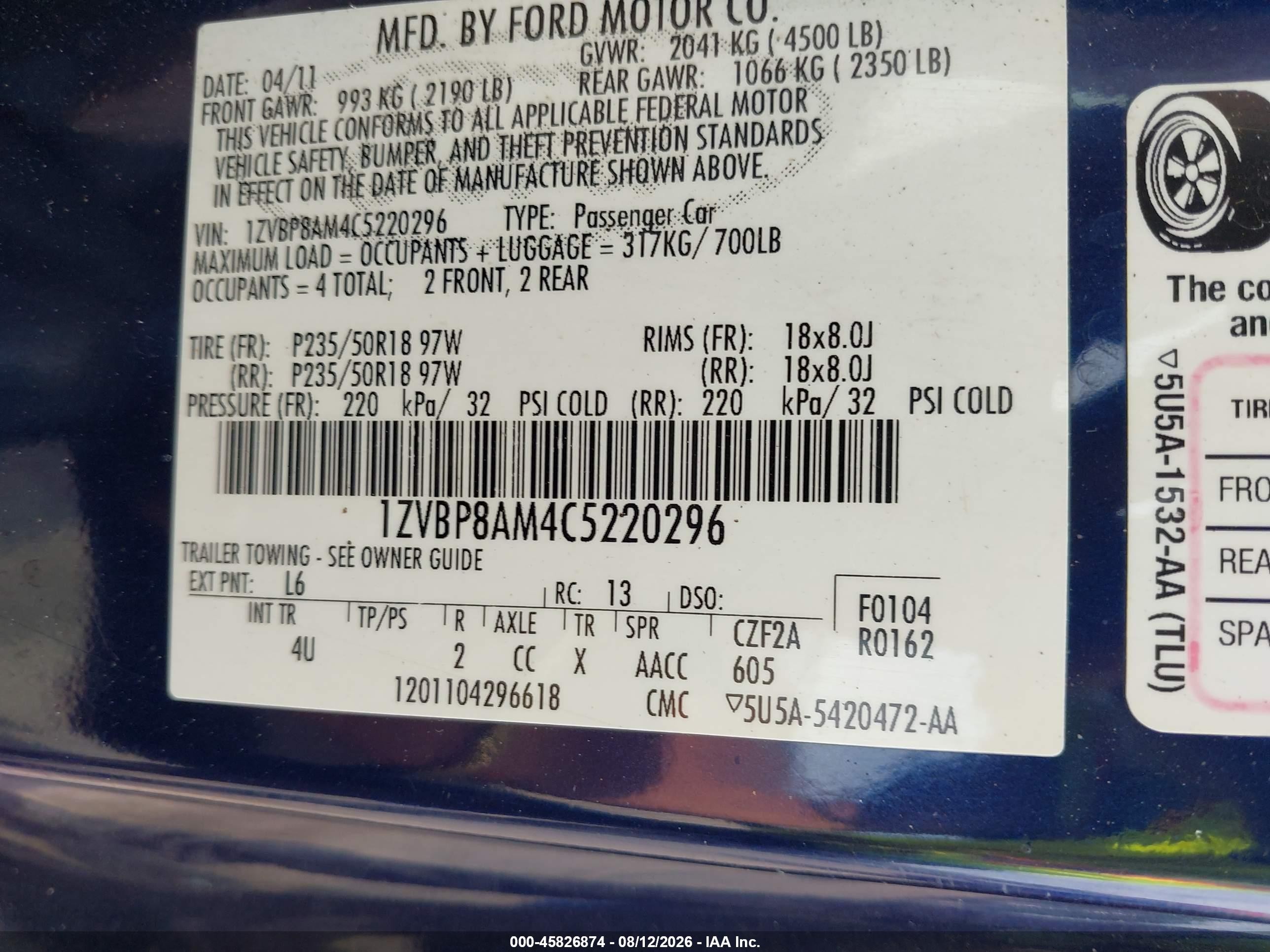 2012 Ford Mustang V6 Premium Blue vin: 1ZVBP8AM4C5220296