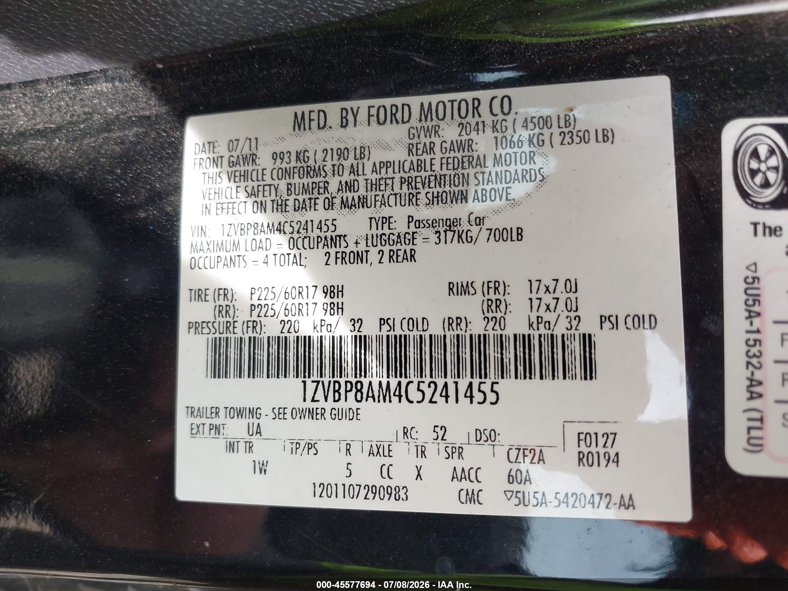 2012 Ford Mustang V6 Black vin: 1ZVBP8AM4C5241455