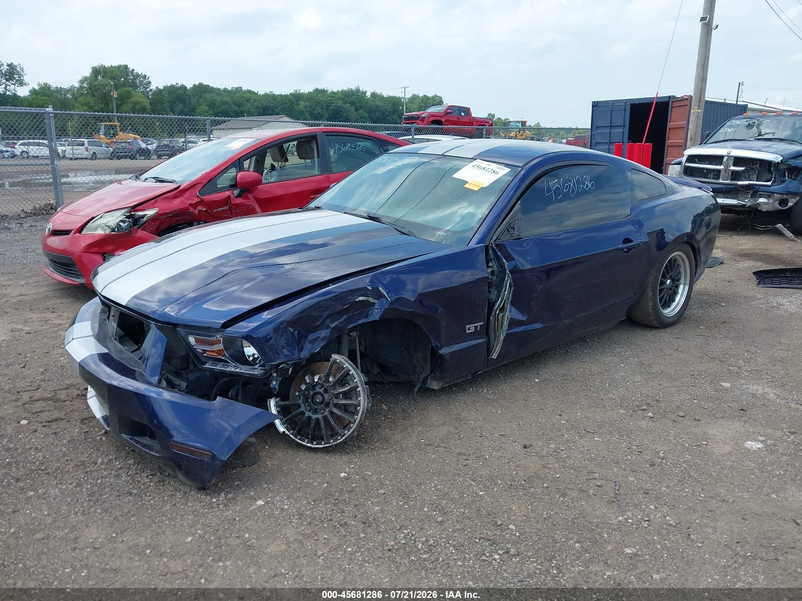 2012 Ford Mustang V6 Blue vin: 1ZVBP8AM5C5241416