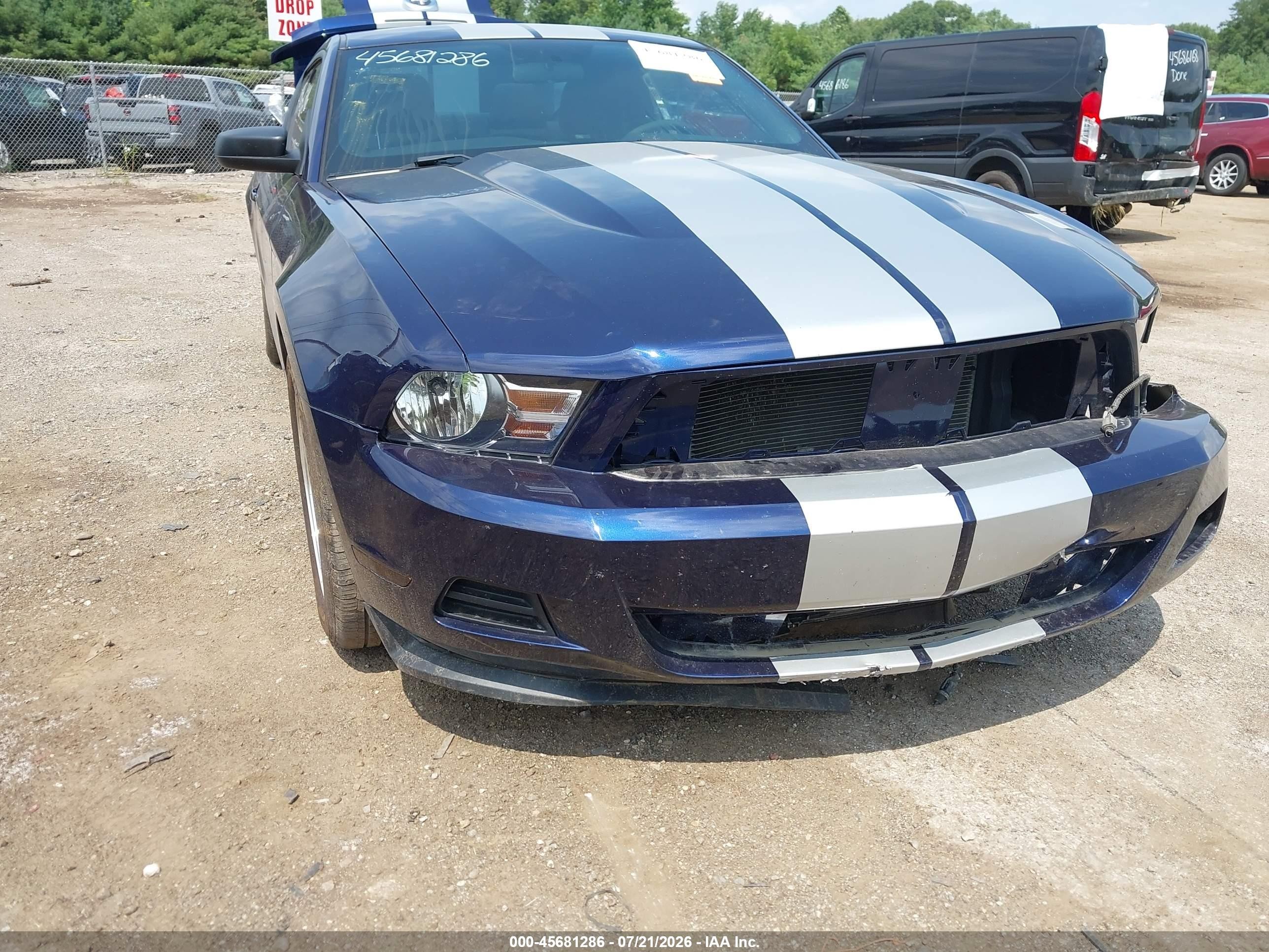 2012 Ford Mustang V6 Blue vin: 1ZVBP8AM5C5241416