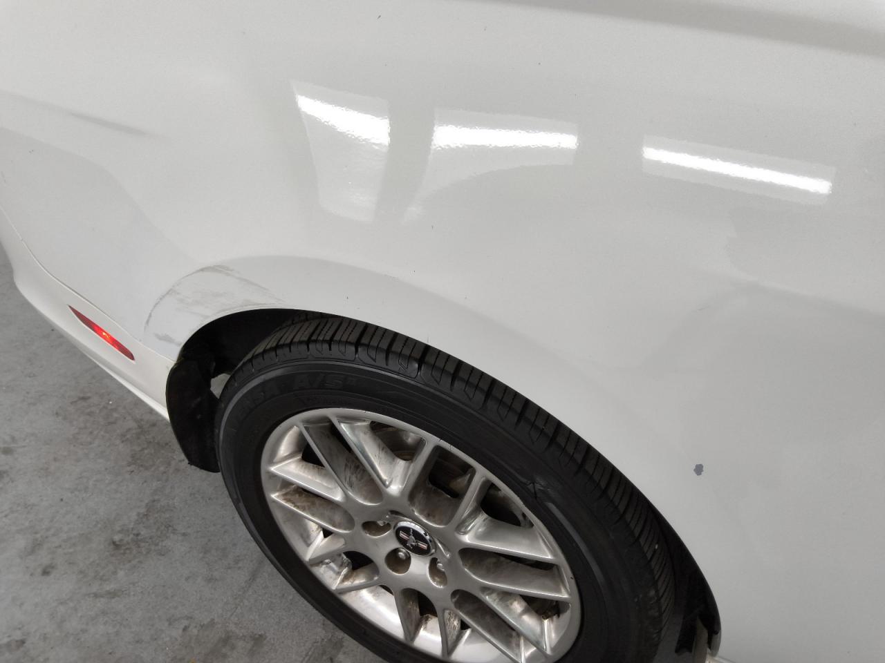 2013 Ford Mustang White vin: 1ZVBP8AM5D5282629 Damage: Right Qtr Panel, Previous Repair, Substd Peeling
