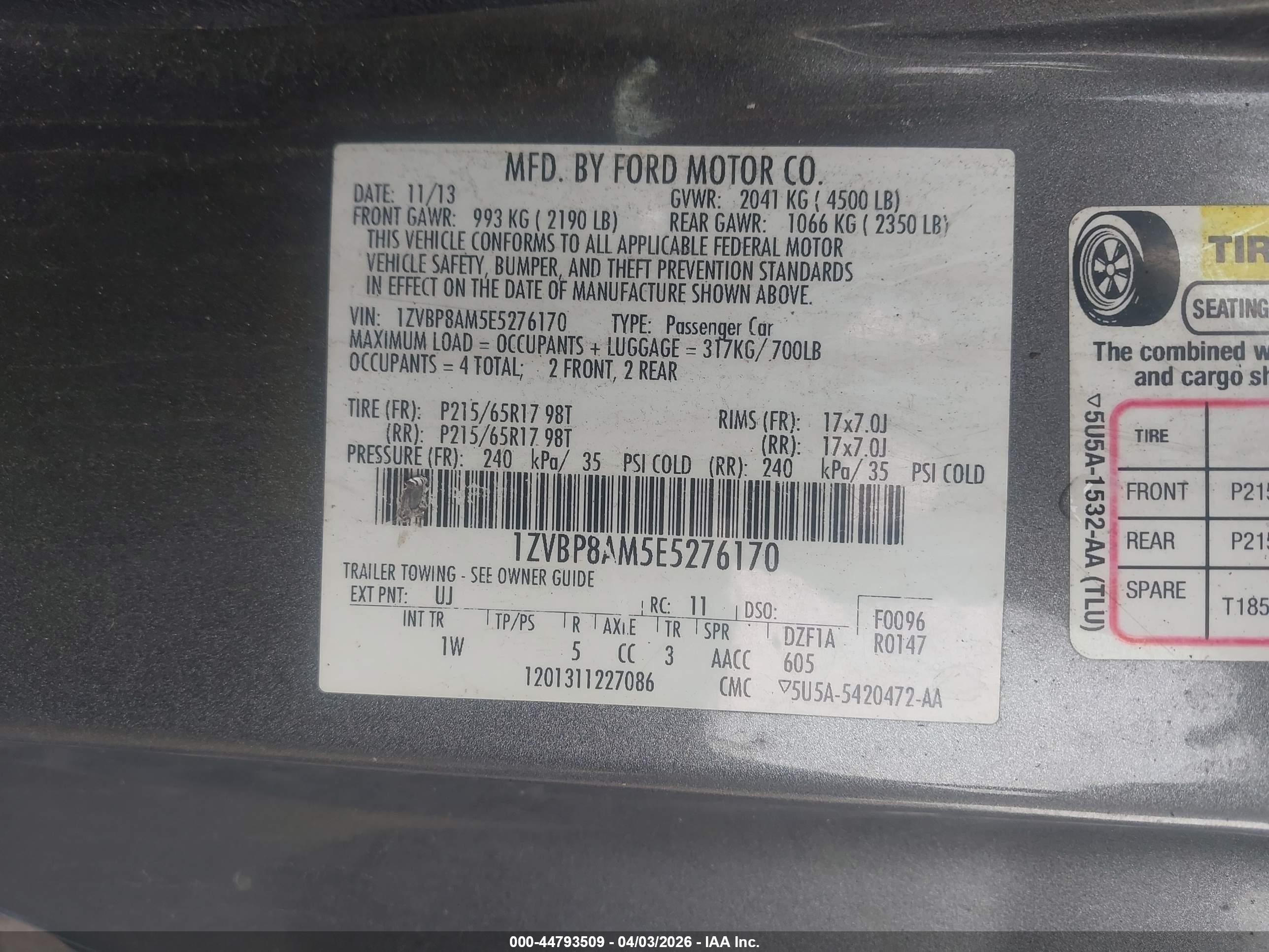 2014 Ford Mustang V6 Gray vin: 1ZVBP8AM5E5276170