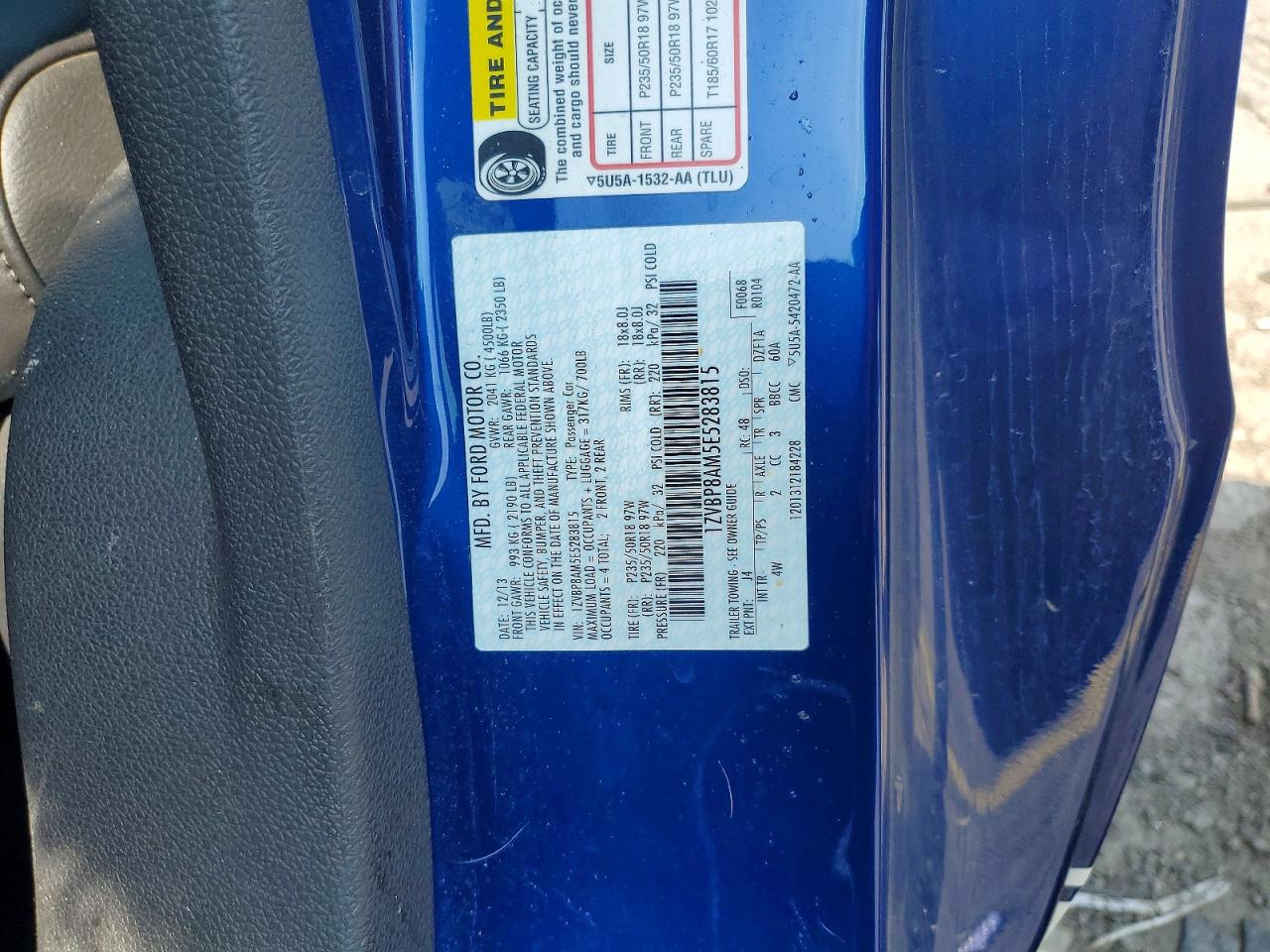 2014 Ford Mustang Blue vin: 1ZVBP8AM5E5283815