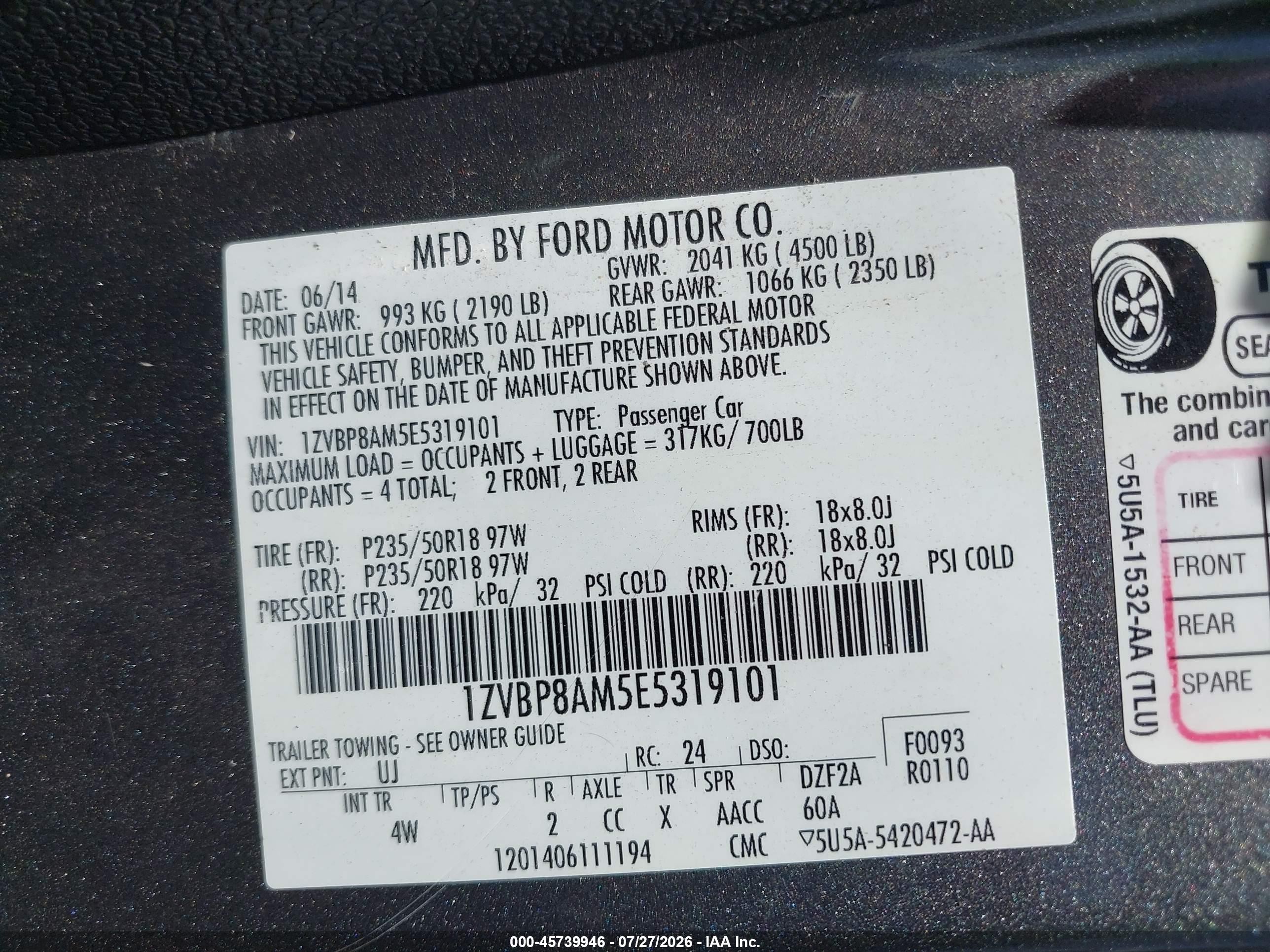 2014 Ford Mustang V6 Premium Gray vin: 1ZVBP8AM5E5319101