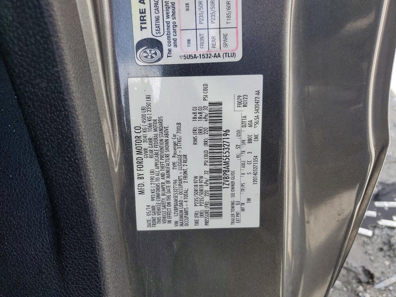 2014 Ford Mustang Серый vin: 1ZVBP8AM5E5327196