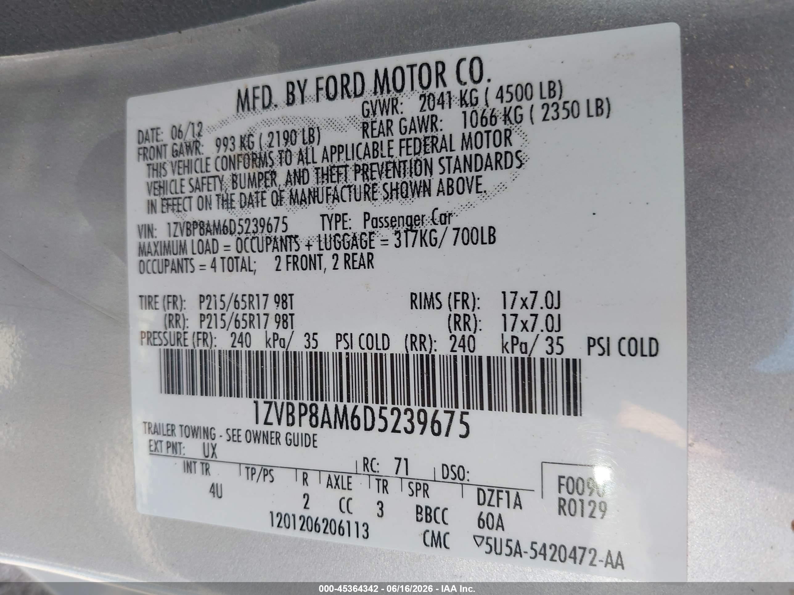 2013 Ford Mustang V6 Premium Silver vin: 1ZVBP8AM6D5239675