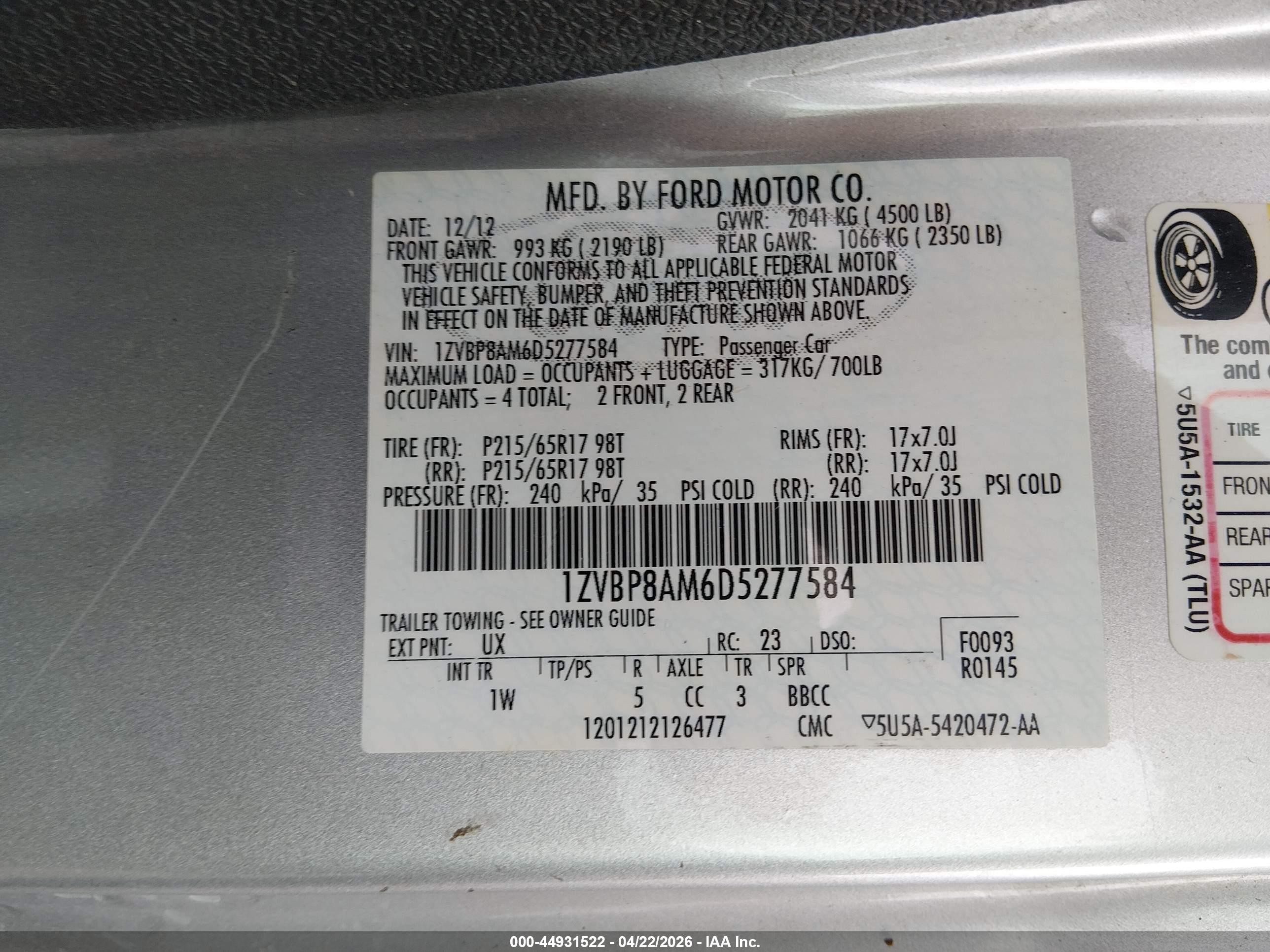 2013 Ford Mustang V6 Silver vin: 1ZVBP8AM6D5277584