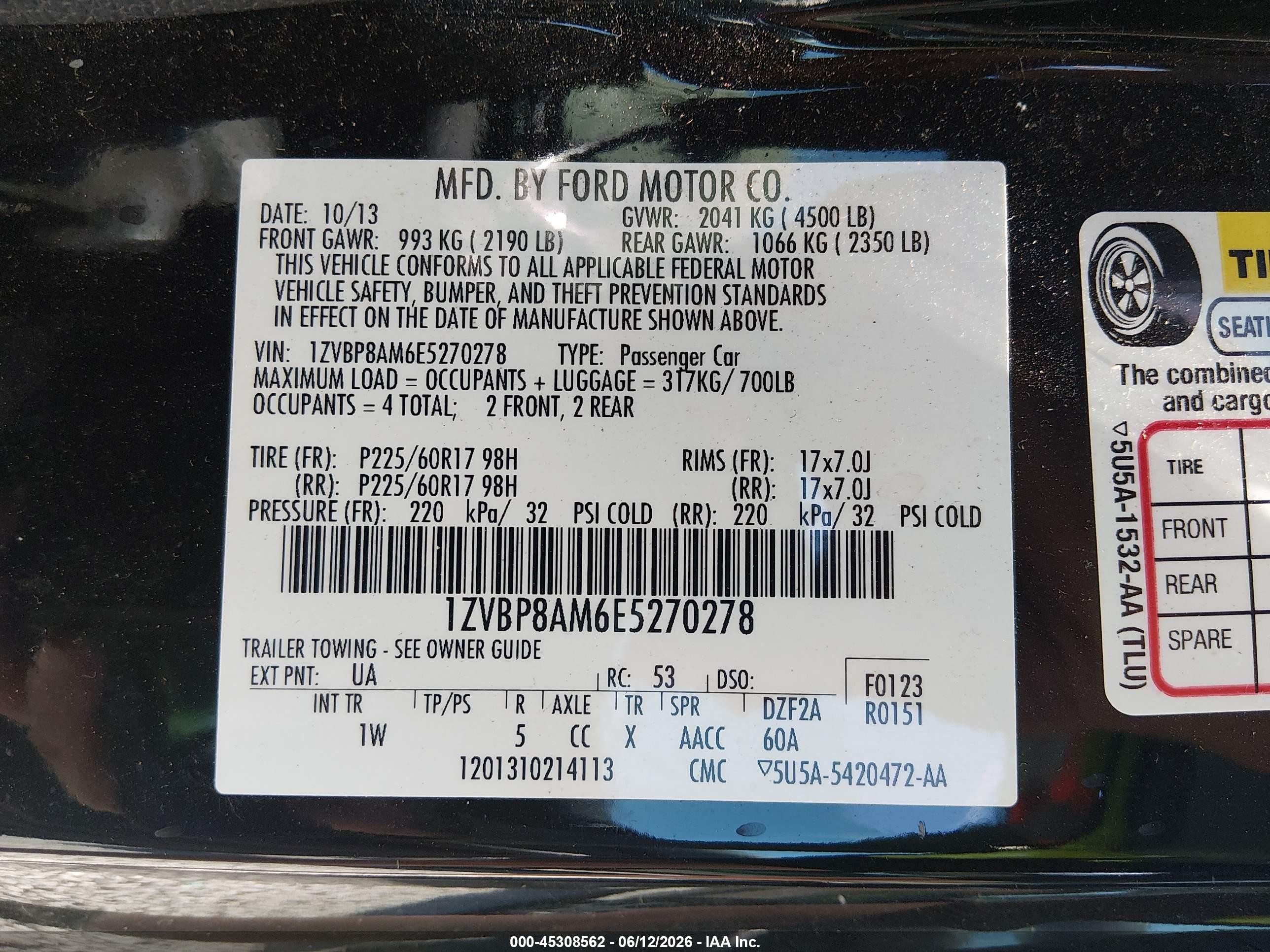 2014 Ford Mustang V6 Black vin: 1ZVBP8AM6E5270278