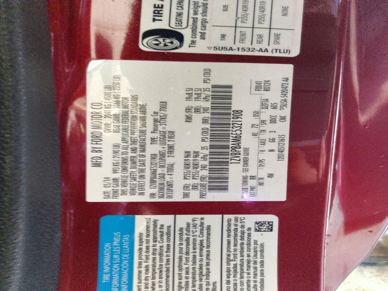 2014 Ford Mustang Red vin: 1ZVBP8AM6E5321908
