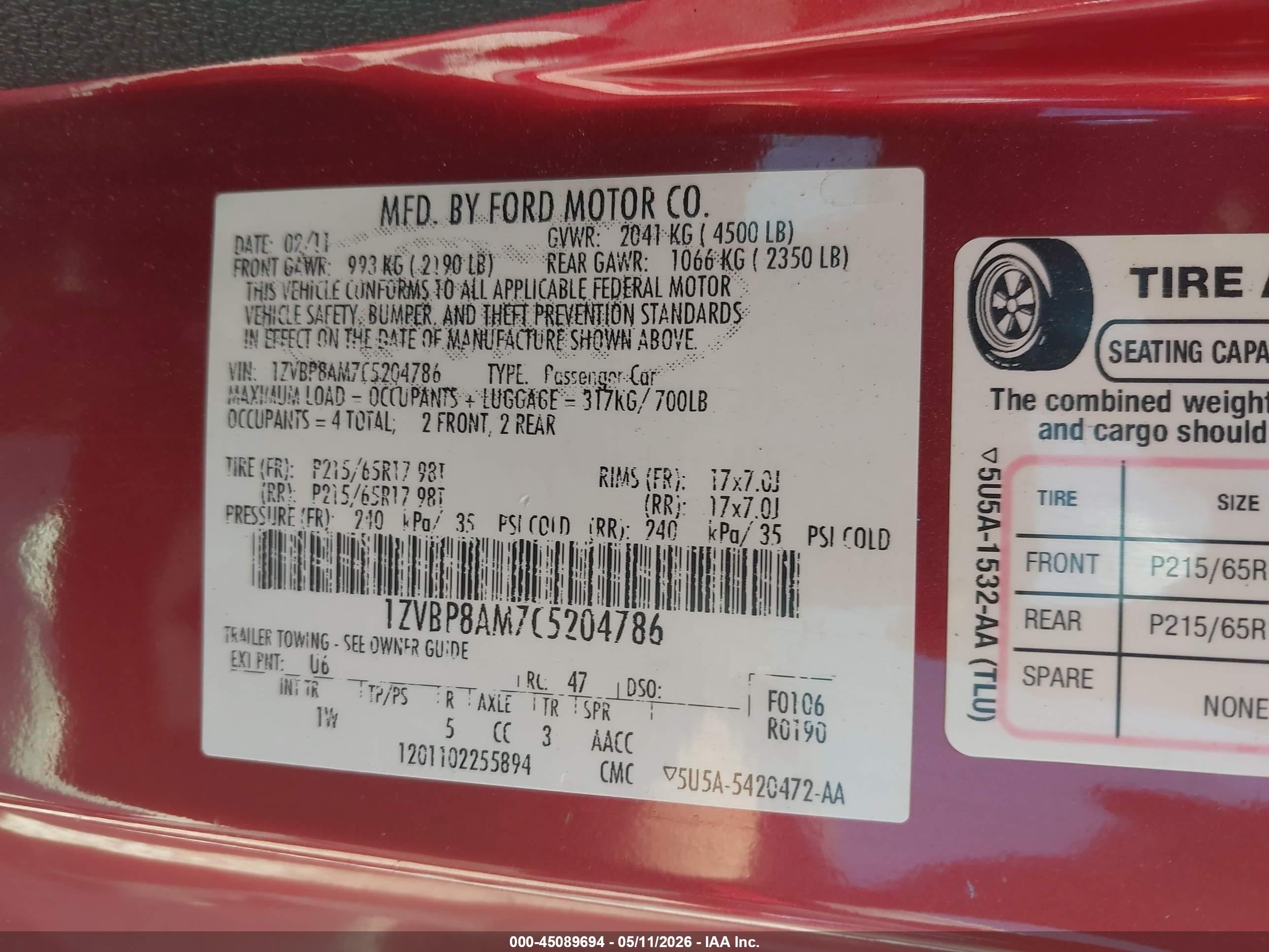 2012 Ford Mustang V6 Red vin: 1ZVBP8AM7C5204786