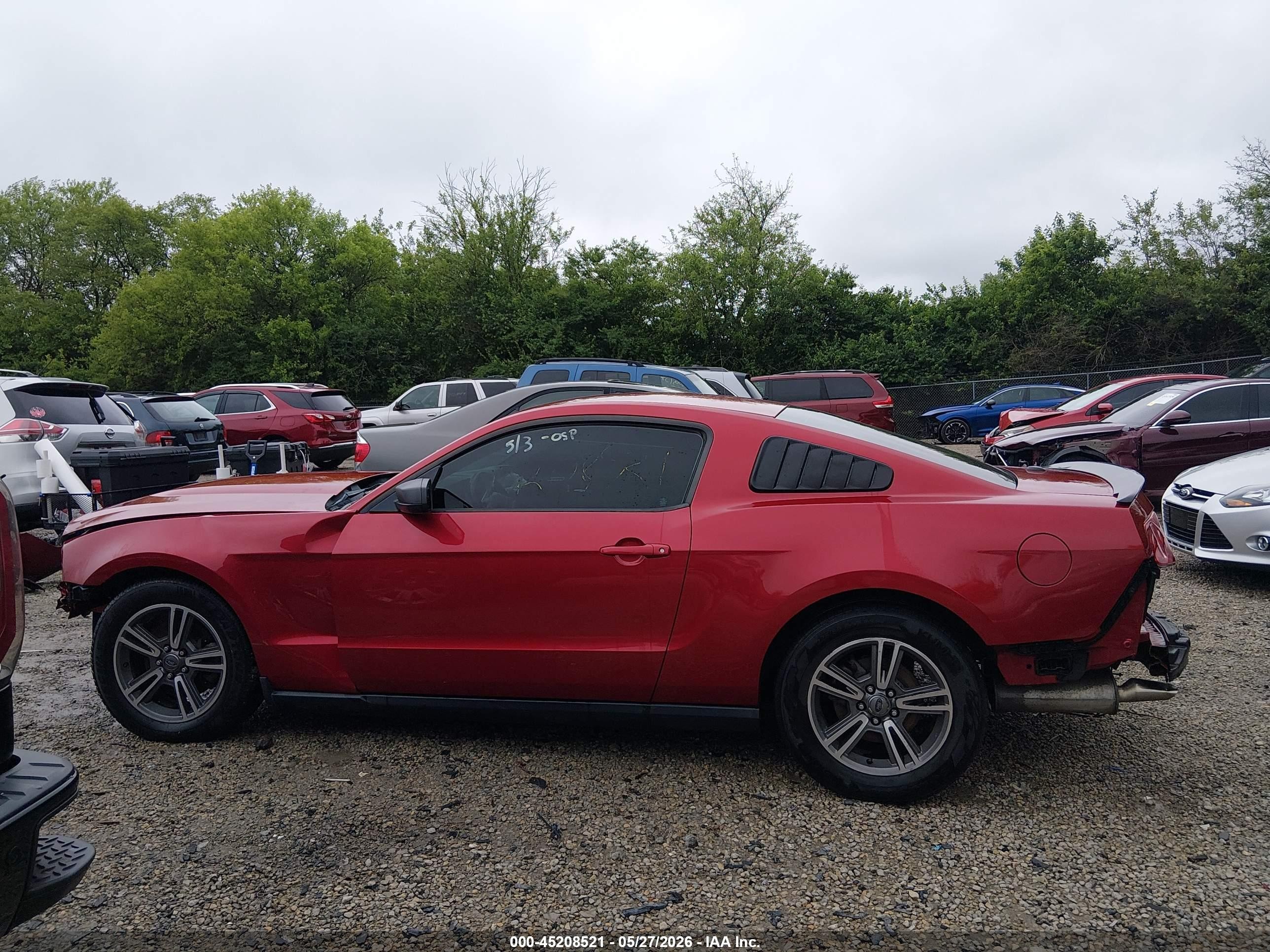 2012 Ford Mustang V6 Premium Red vin: 1ZVBP8AM7C5208790
