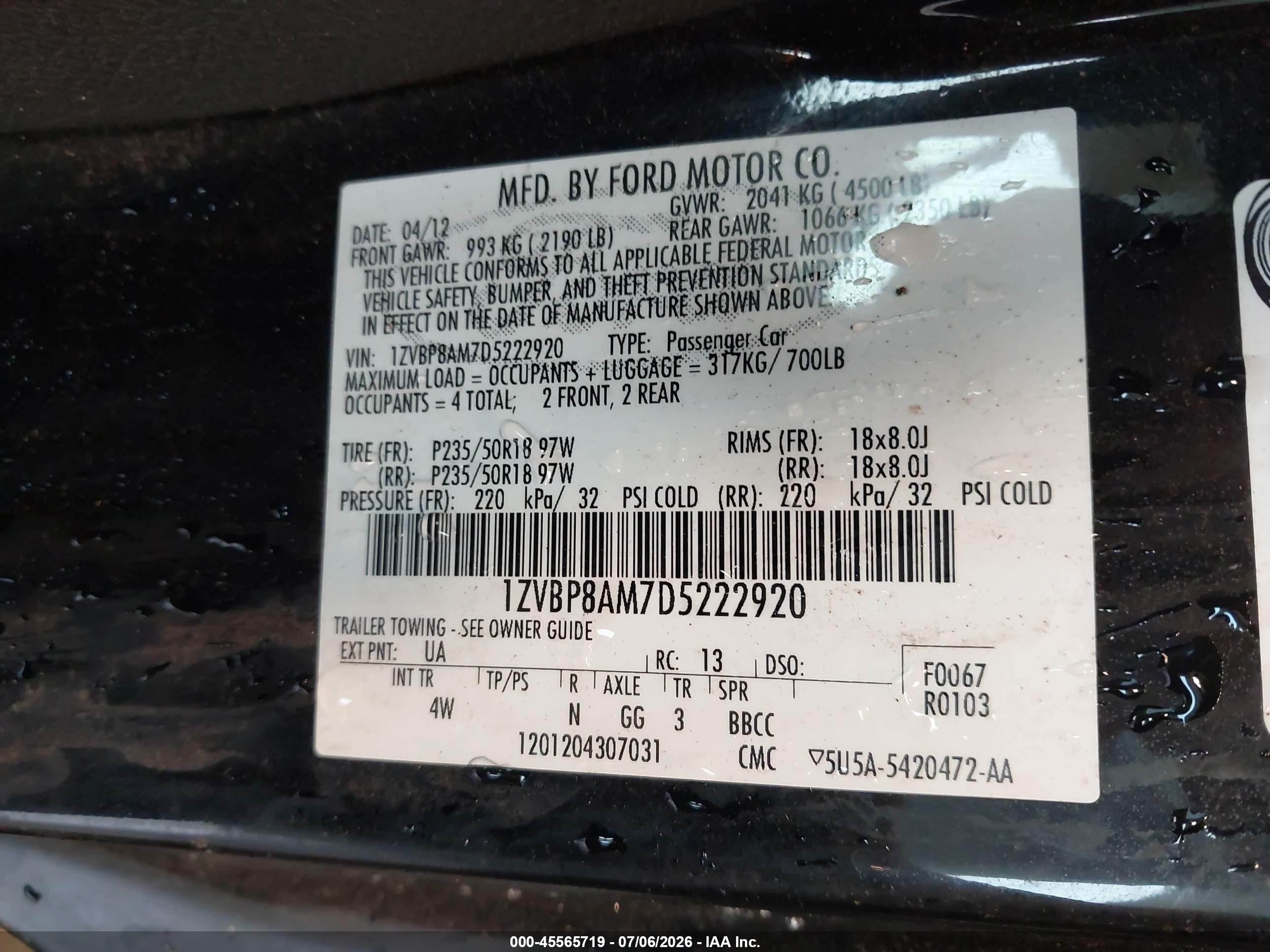 2013 Ford Mustang V6 Premium Black vin: 1ZVBP8AM7D5222920