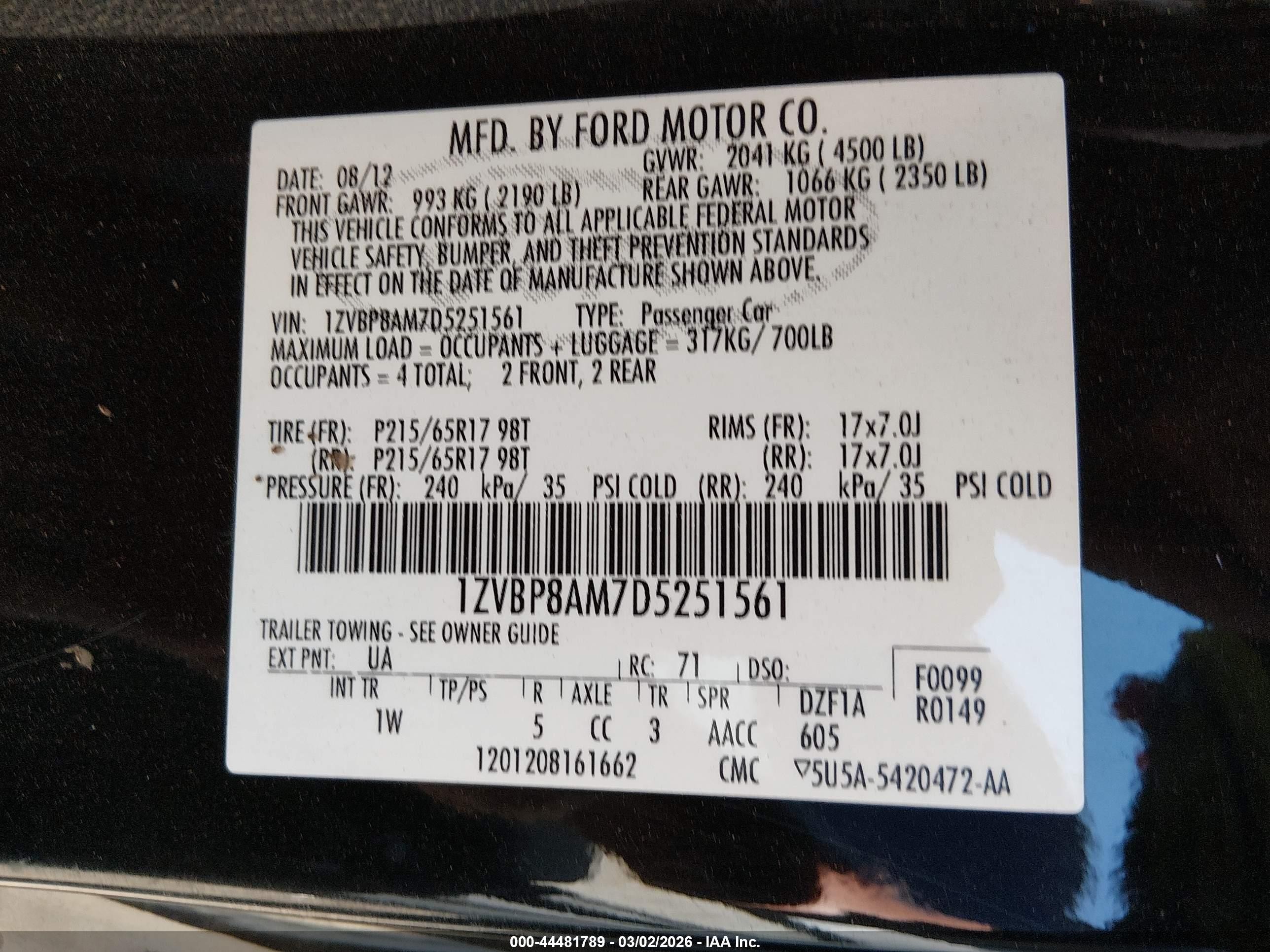2013 Ford Mustang V6 Black vin: 1ZVBP8AM7D5251561