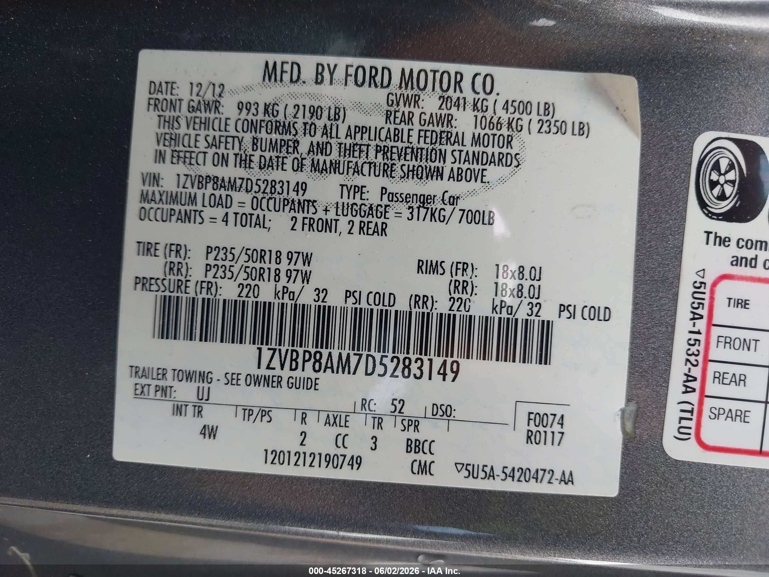 2013 Ford Mustang V6 Premium Gray vin: 1ZVBP8AM7D5283149