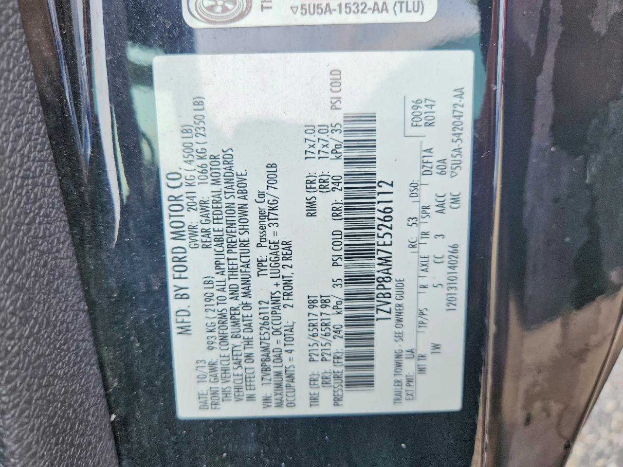 2014 Ford Mustang Black vin: 1ZVBP8AM7E5266112