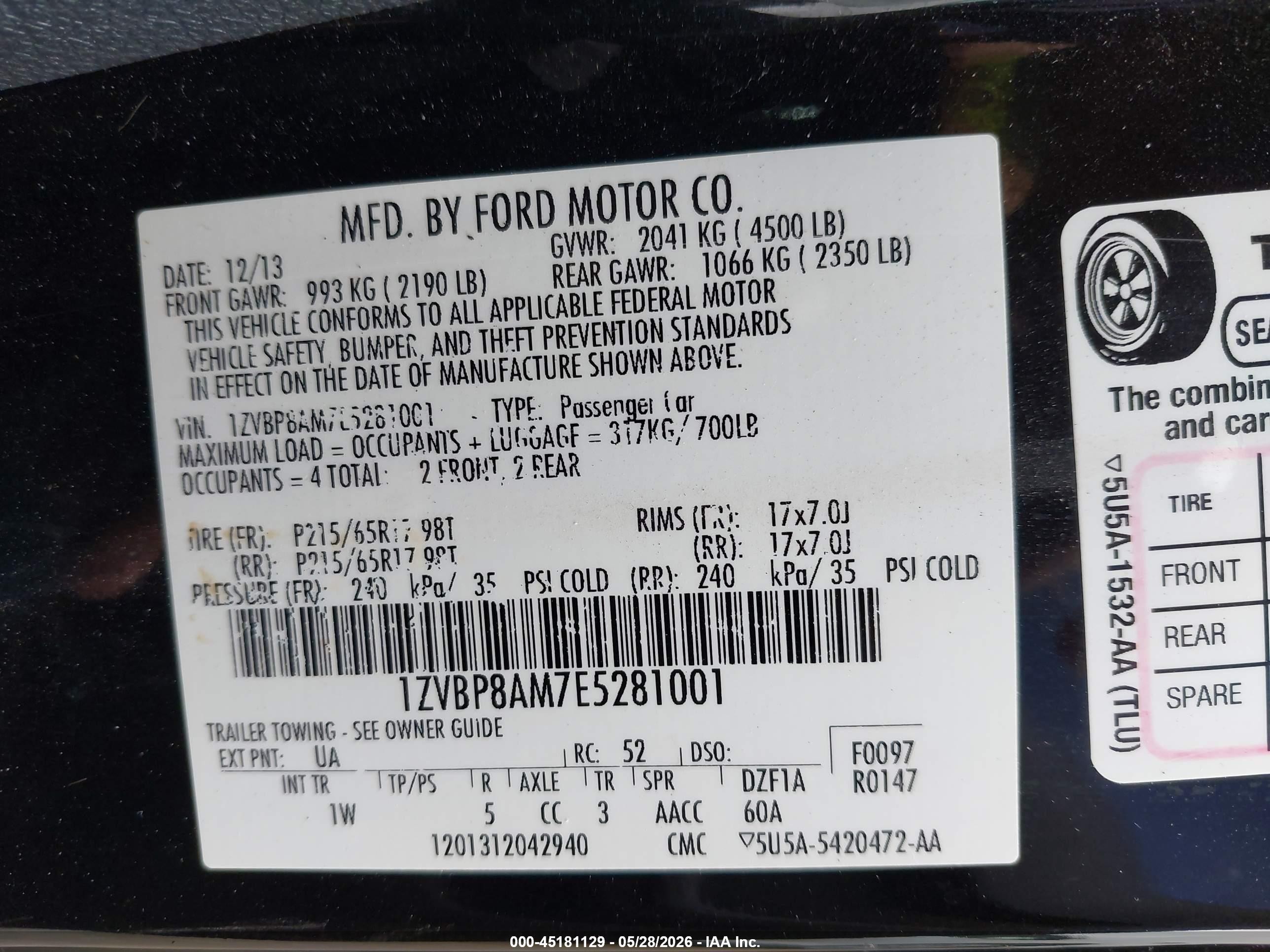 2014 Ford Mustang V6 Black vin: 1ZVBP8AM7E5281001