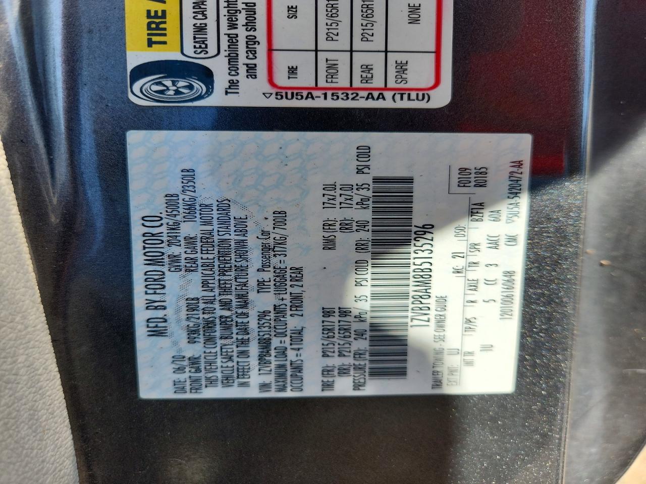 2011 Ford Mustang Gray vin: 1ZVBP8AM8B5135296