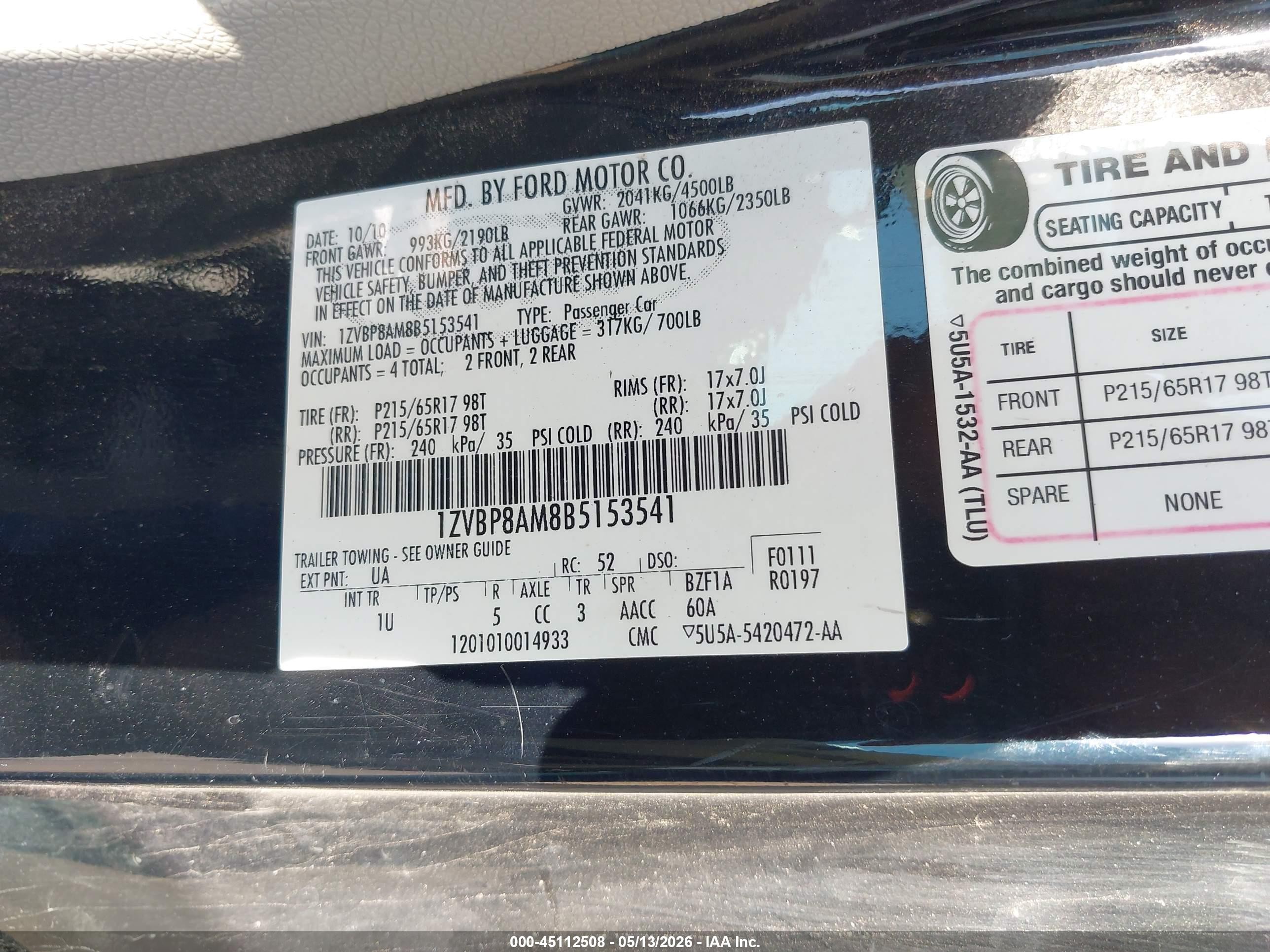 2011 Ford Mustang V6 Black vin: 1ZVBP8AM8B5153541