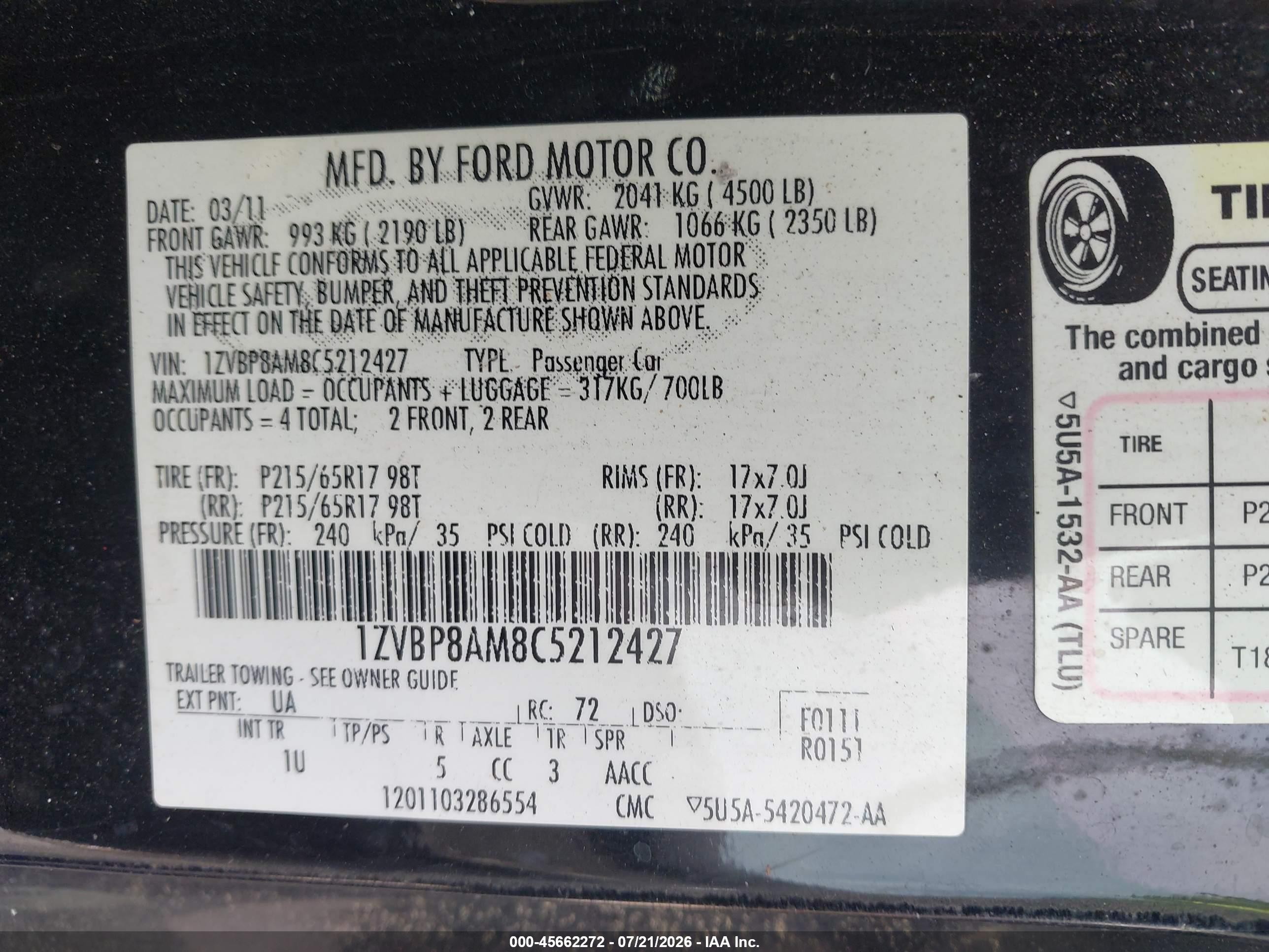2012 Ford Mustang V6 Black vin: 1ZVBP8AM8C5212427