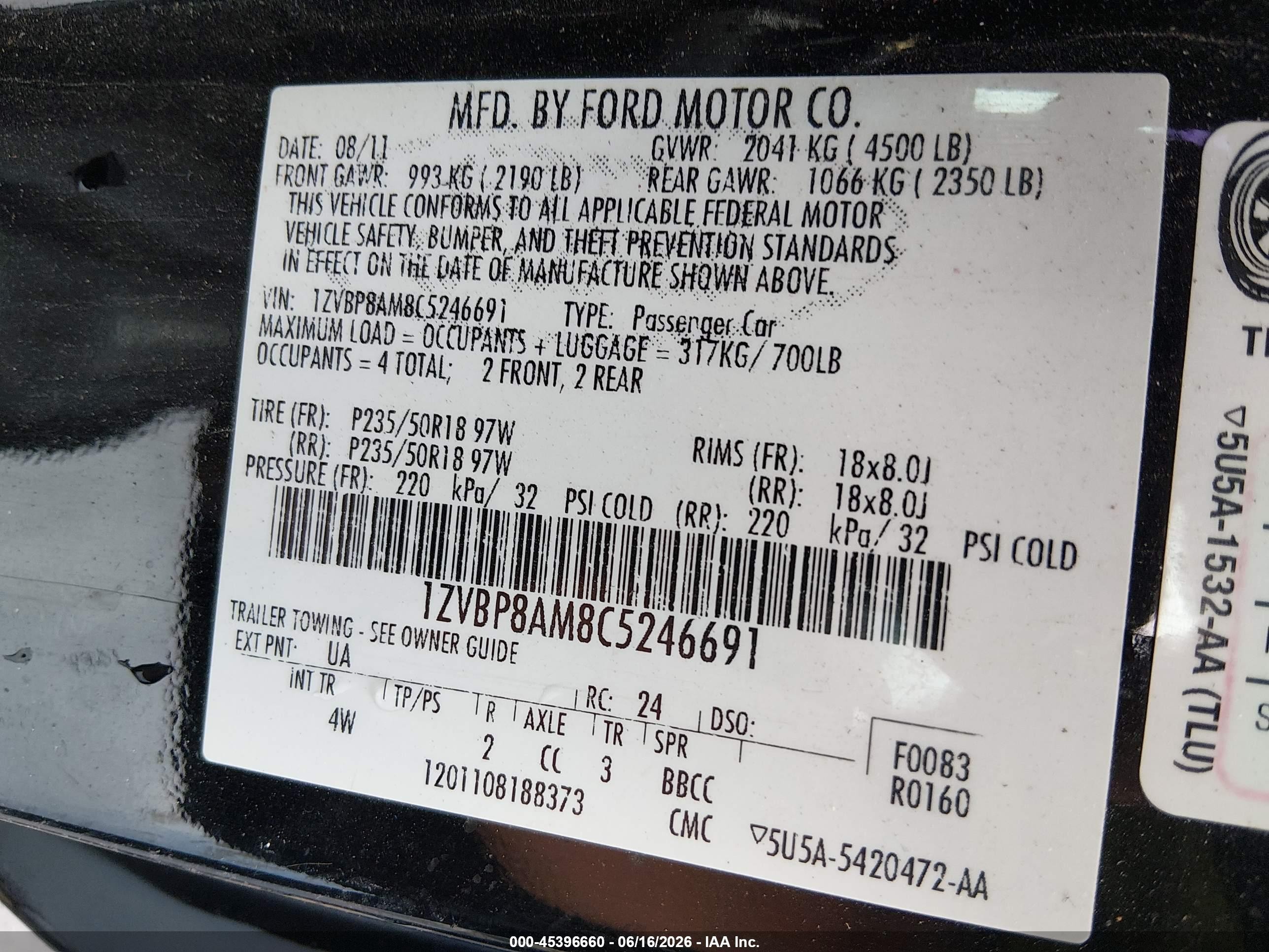 2012 Ford Mustang V6 Premium Black vin: 1ZVBP8AM8C5246691