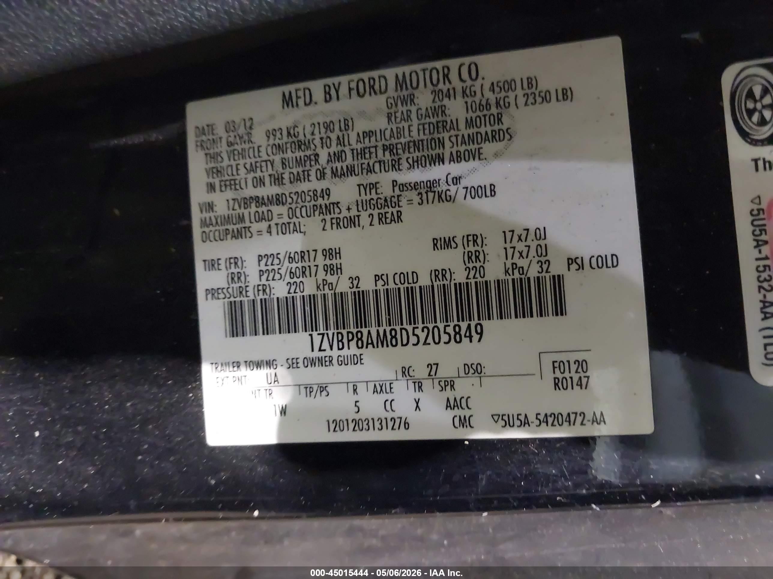 2013 Ford Mustang V6 Black vin: 1ZVBP8AM8D5205849