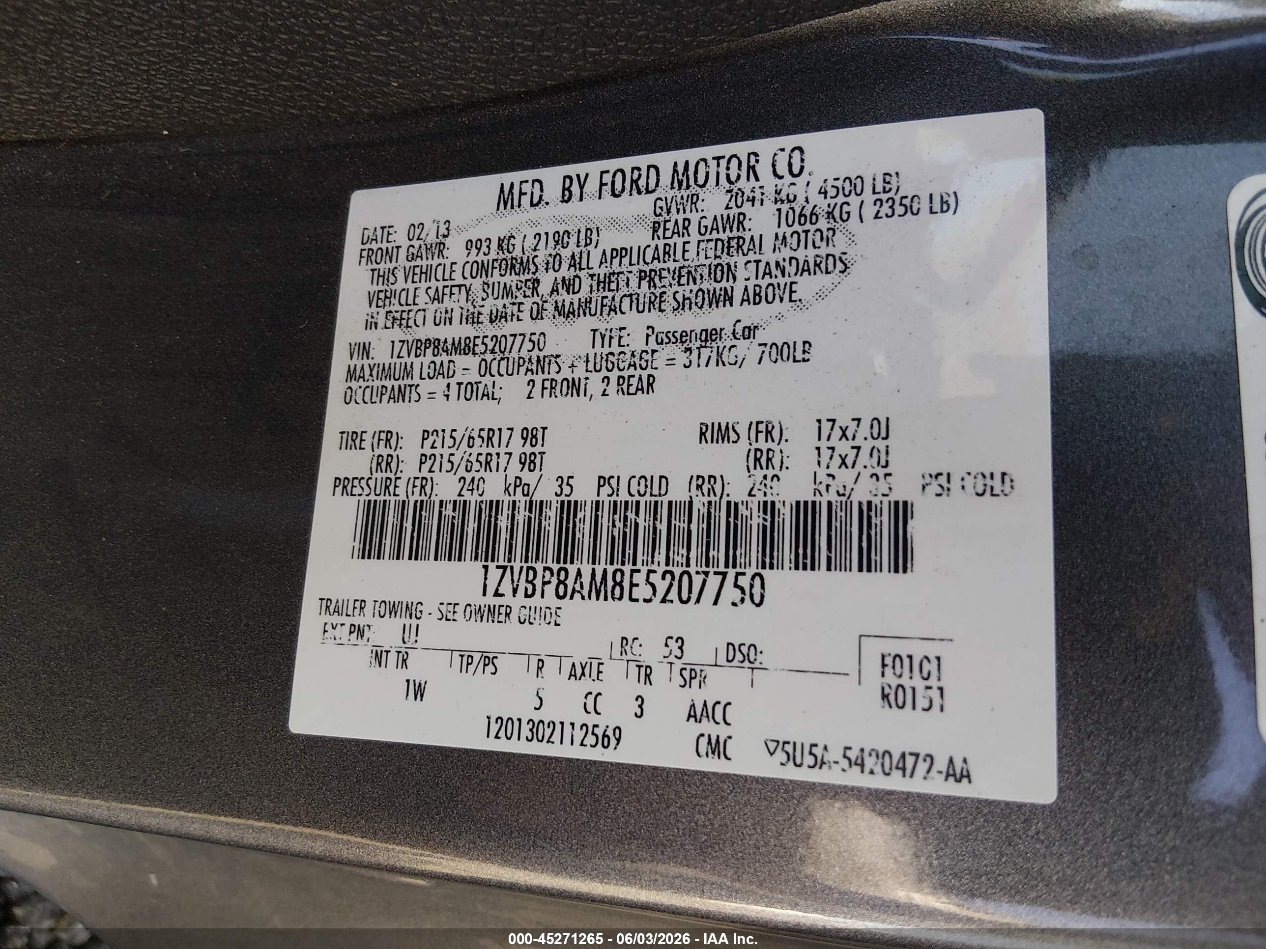 2014 Ford Mustang V6 Gray vin: 1ZVBP8AM8E5207750