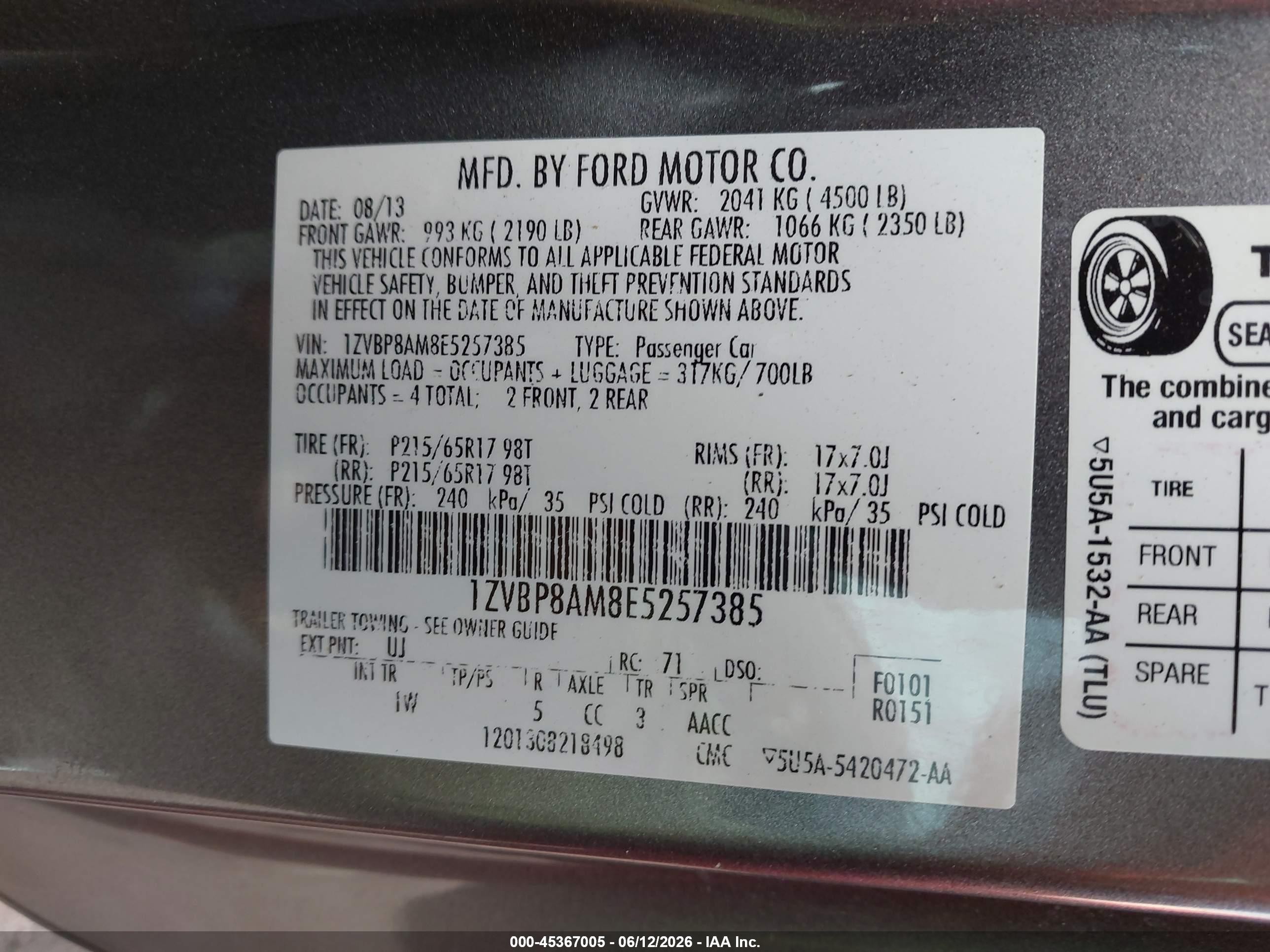 2014 Ford Mustang V6 Gray vin: 1ZVBP8AM8E5257385