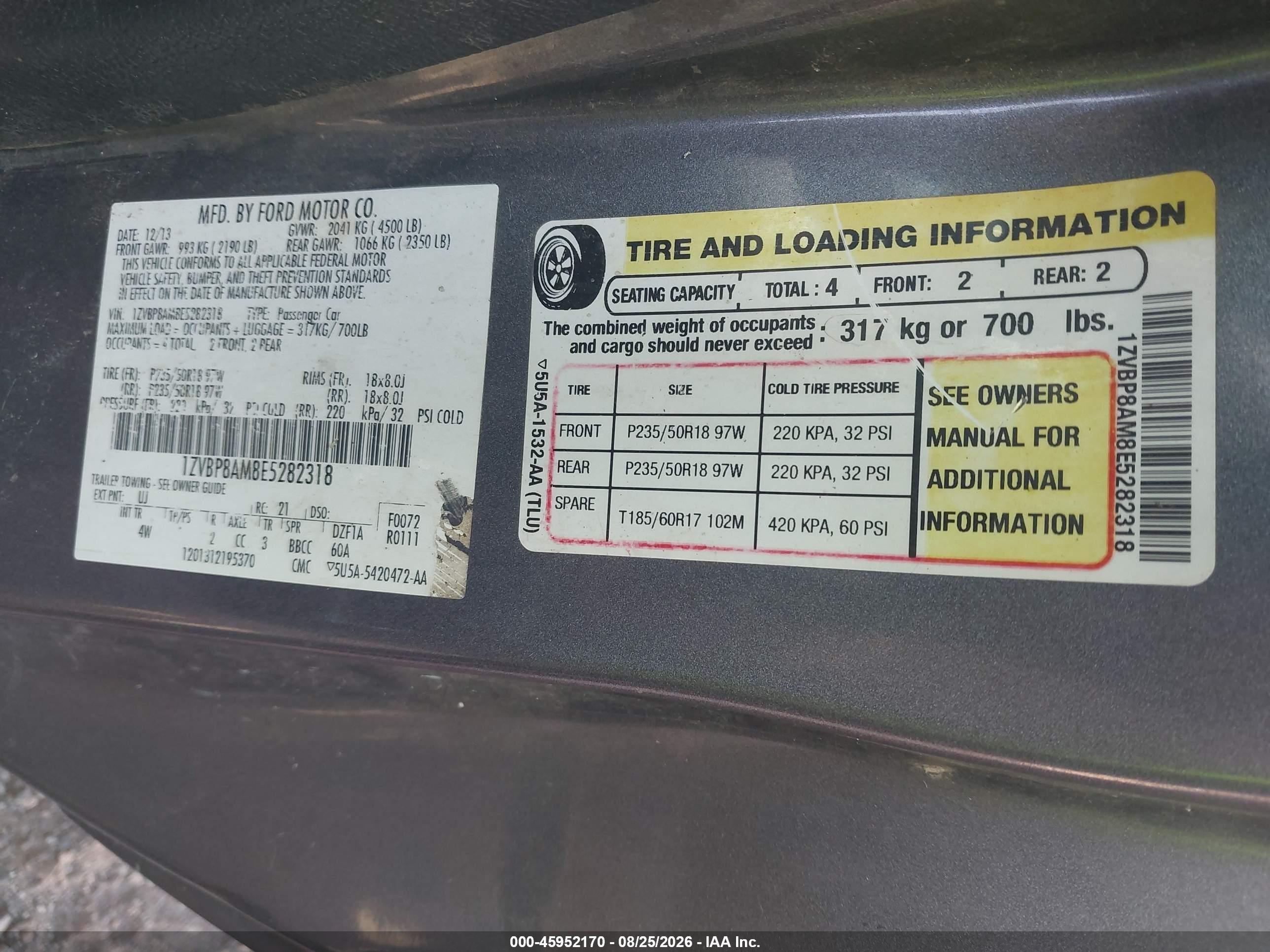 2014 Ford Mustang V6 Premium Gray vin: 1ZVBP8AM8E5282318