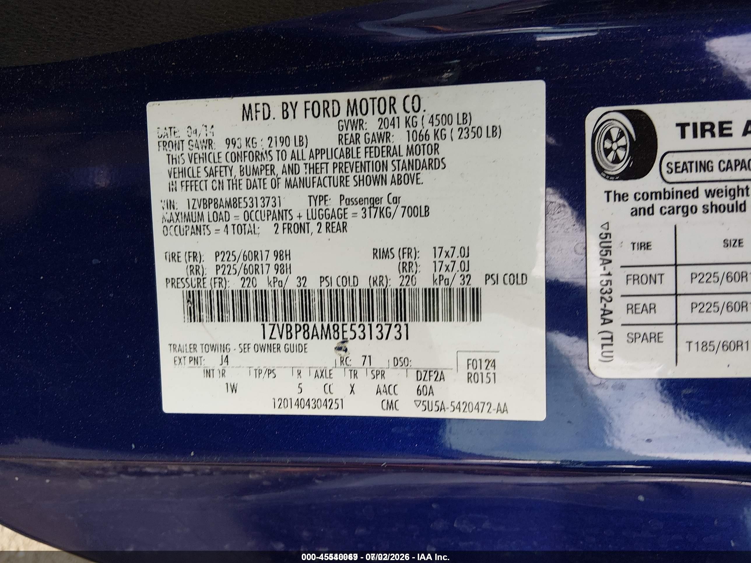 2014 Ford Mustang V6 vin: 1ZVBP8AM8E5313731