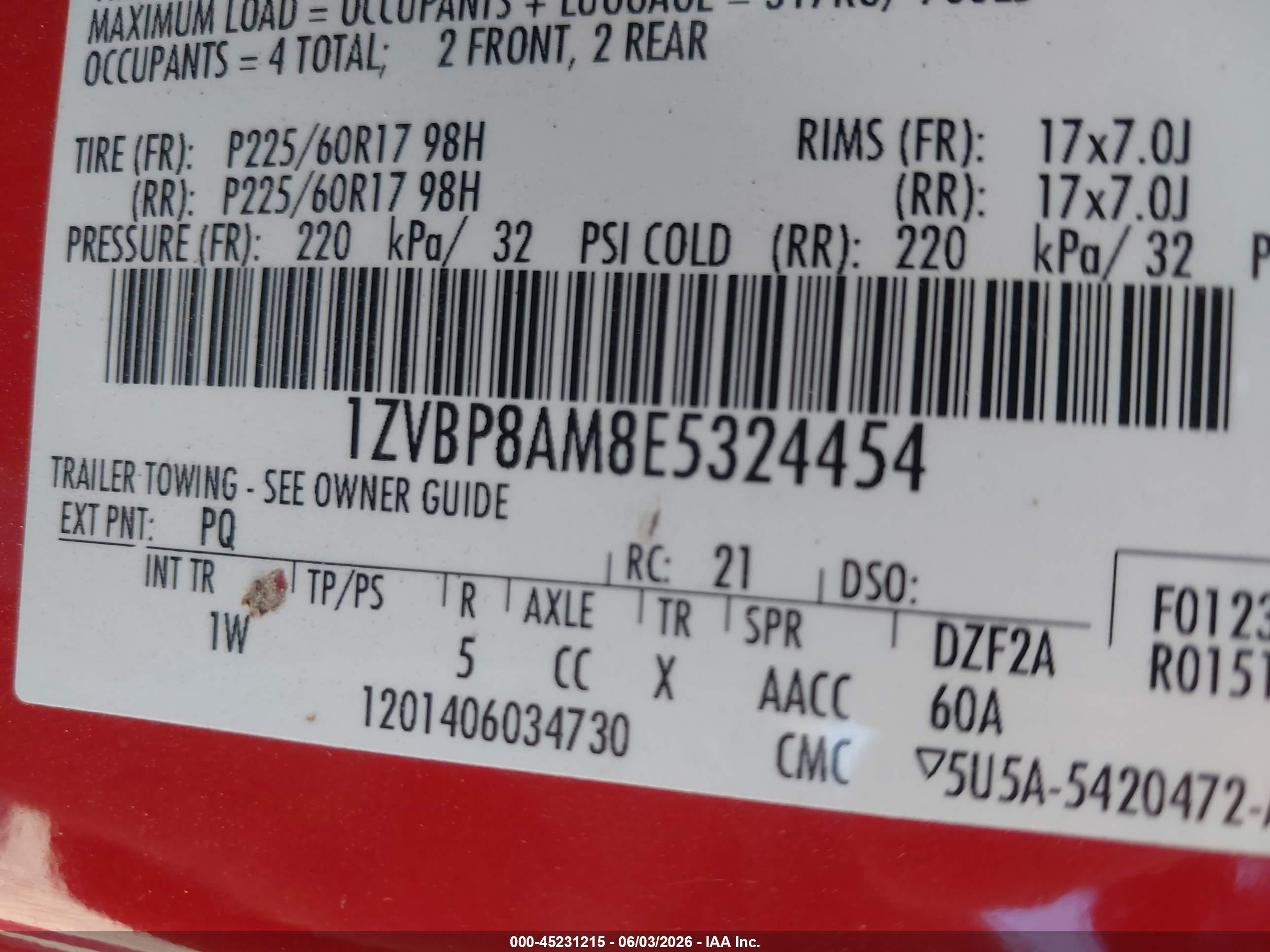 2014 Ford Mustang V6 Красный vin: 1ZVBP8AM8E5324454