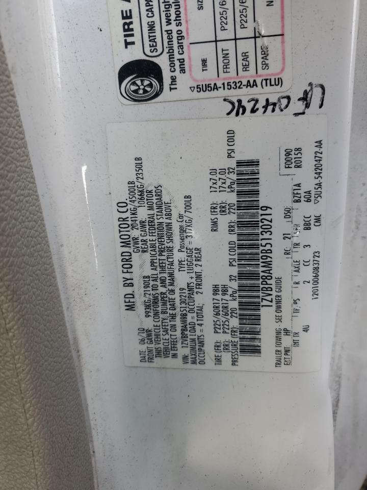 2011 Ford Mustang White vin: 1ZVBP8AM9B5130219