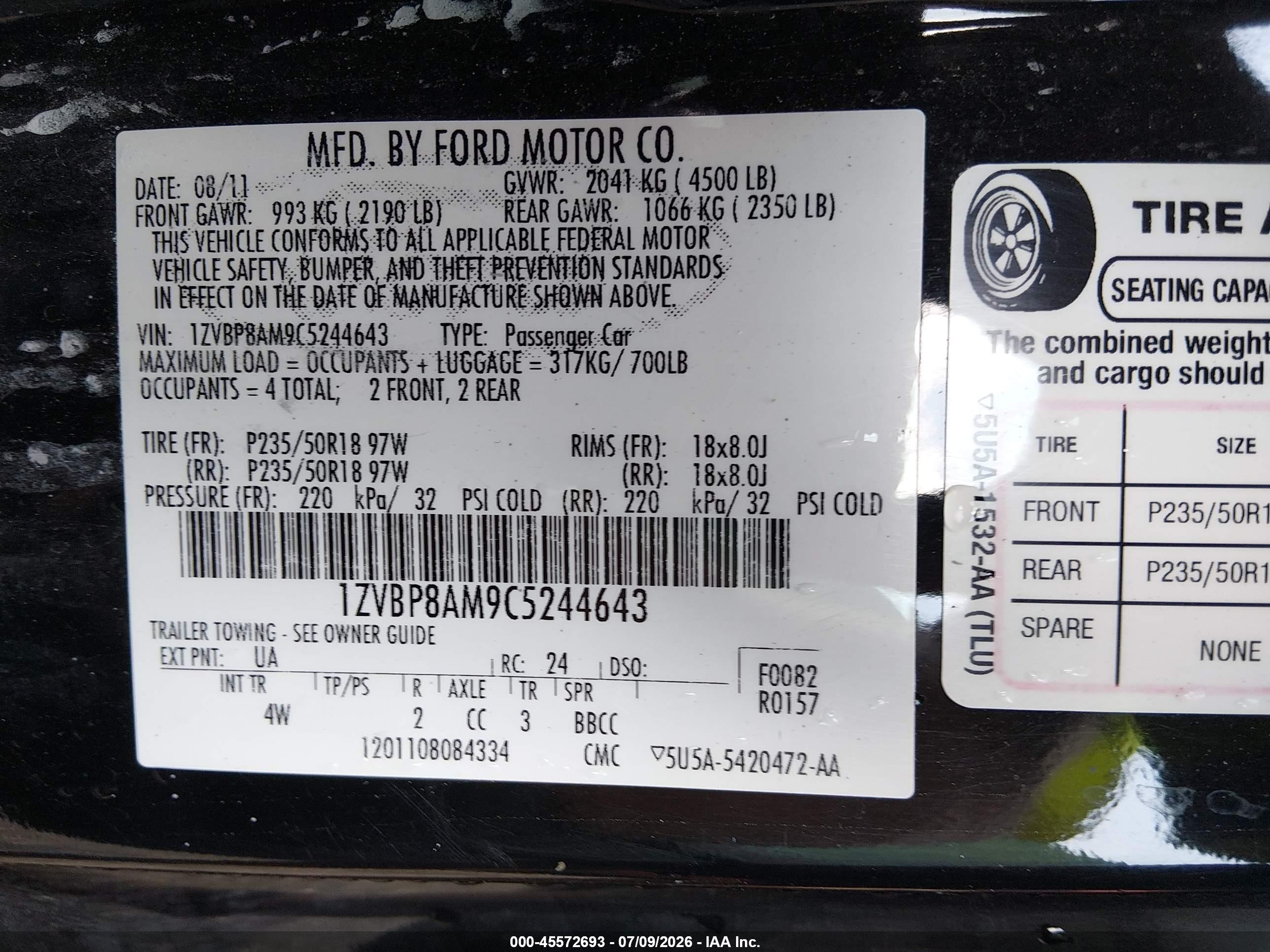 2012 Ford Mustang V6 Premium Black vin: 1ZVBP8AM9C5244643