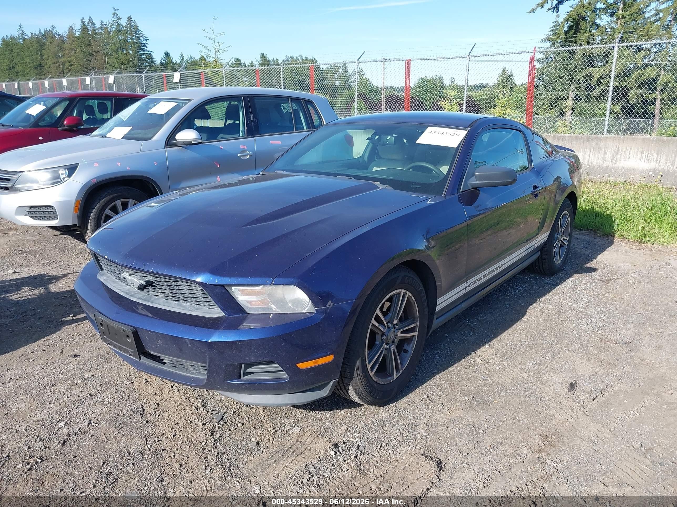 2012 Ford Mustang V6 Premium Blue vin: 1ZVBP8AM9C5283703