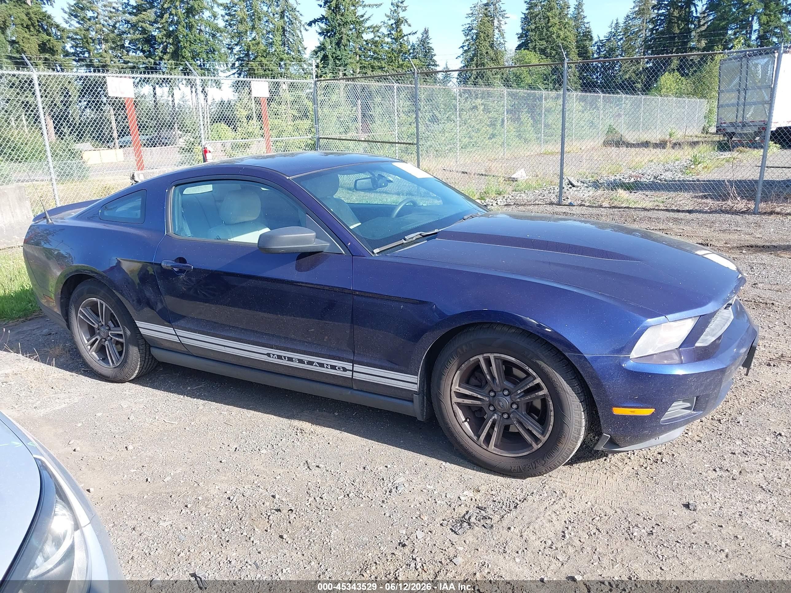 2012 Ford Mustang V6 Premium Blue vin: 1ZVBP8AM9C5283703