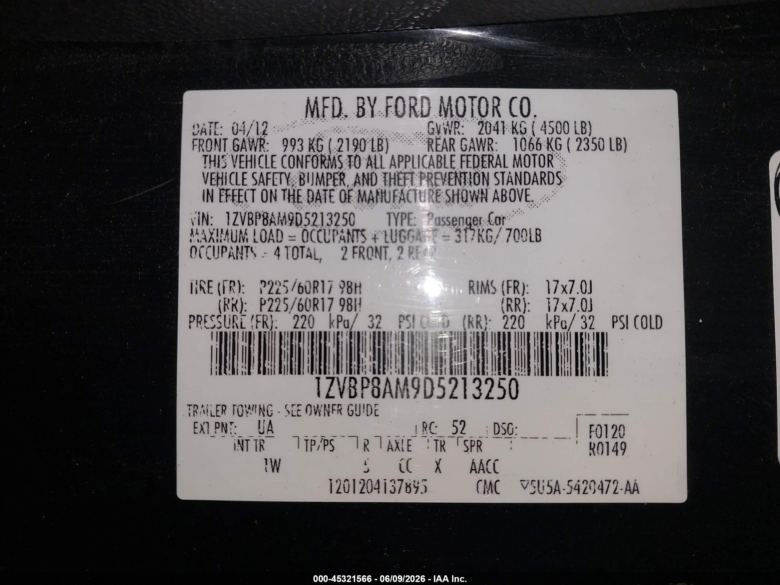 2013 Ford Mustang V6 Черный vin: 1ZVBP8AM9D5213250
