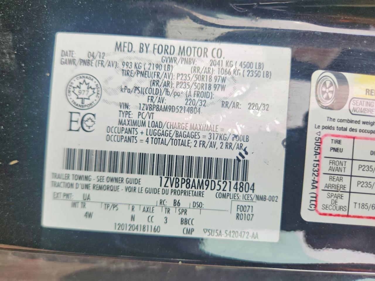 2013 Ford Mustang Black vin: 1ZVBP8AM9D5214804