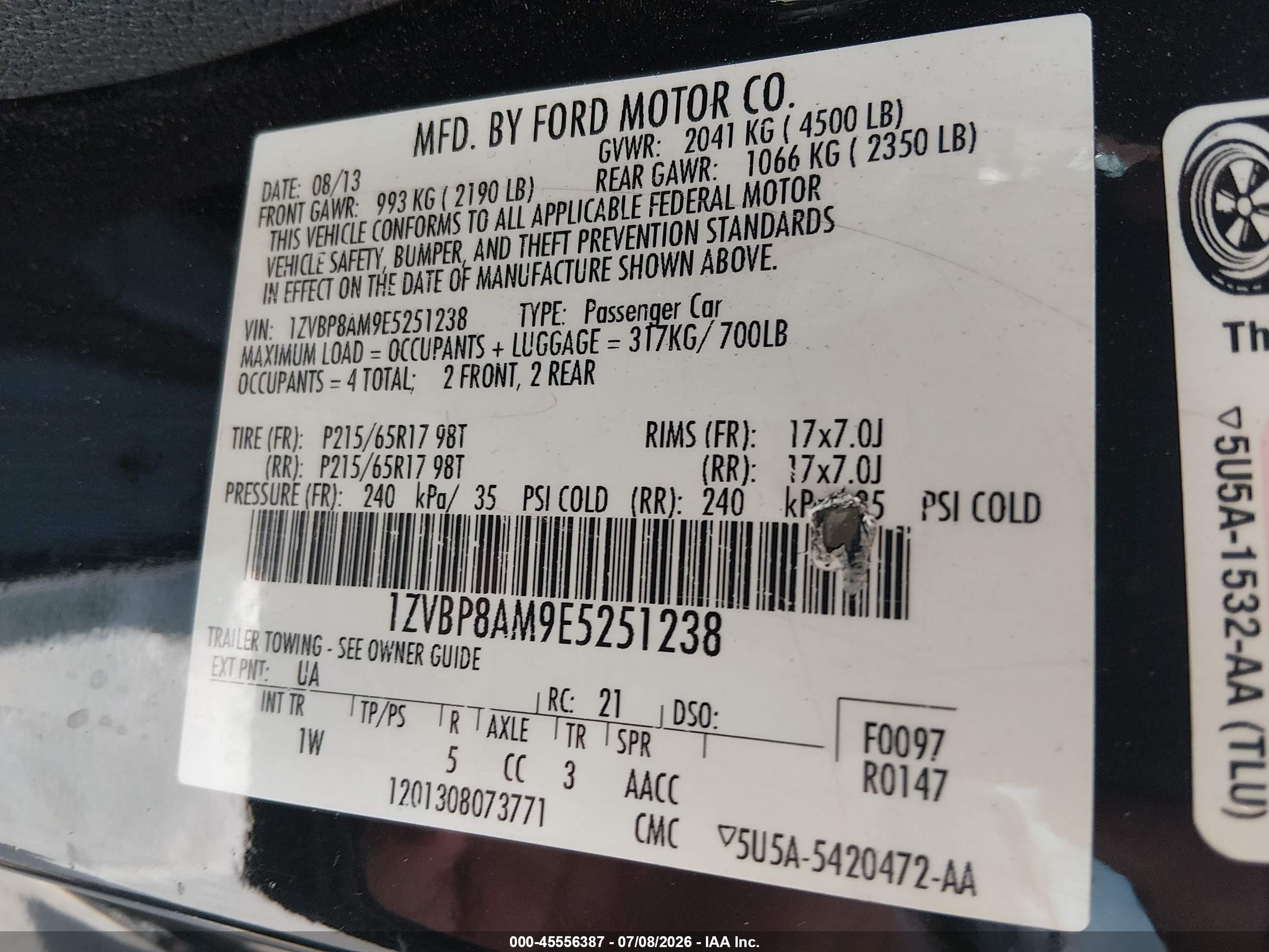2014 Ford Mustang V6/v6 Premium Black vin: 1ZVBP8AM9E5251238