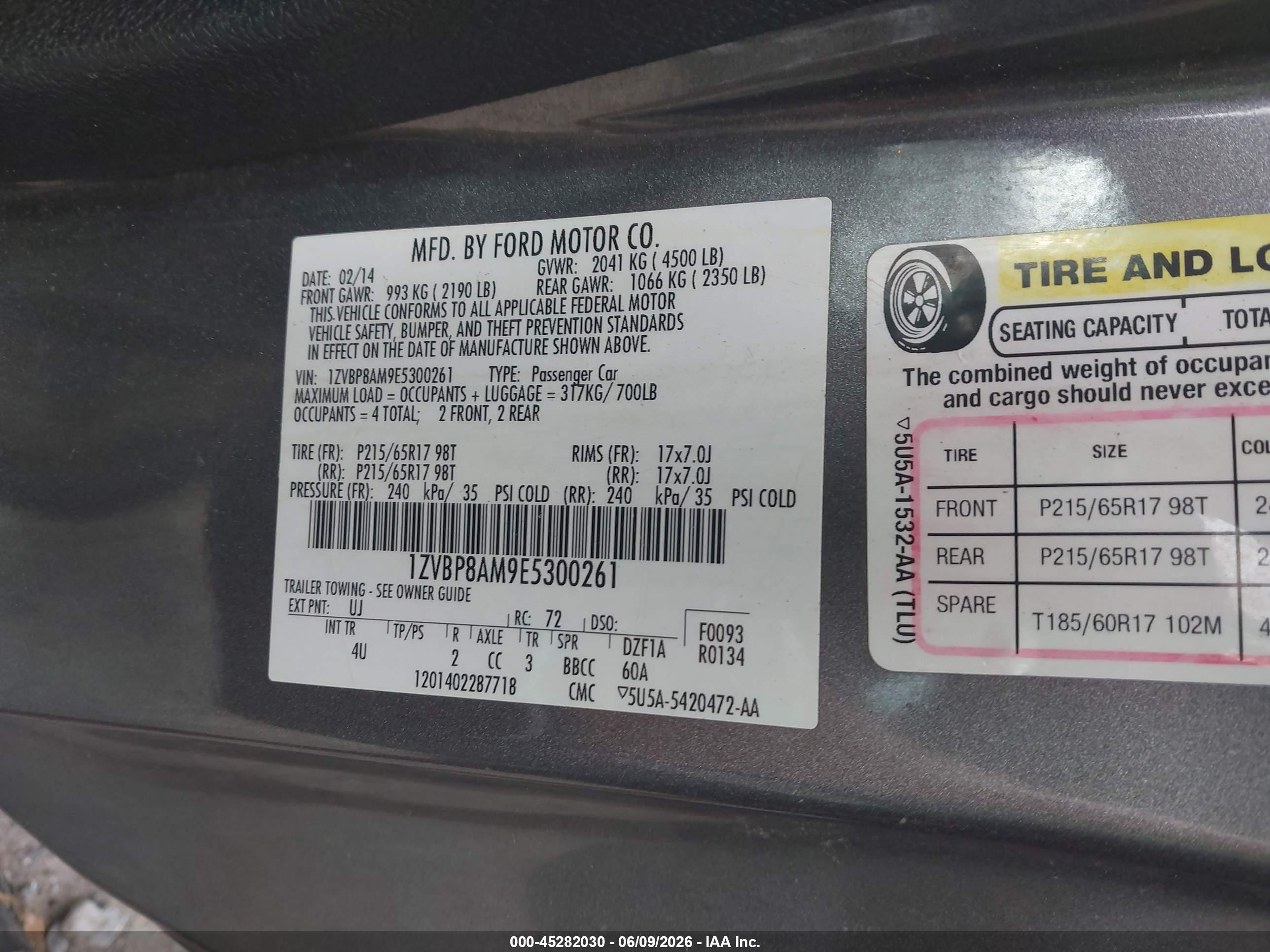 2014 Ford Mustang V6 Premium Gray vin: 1ZVBP8AM9E5300261