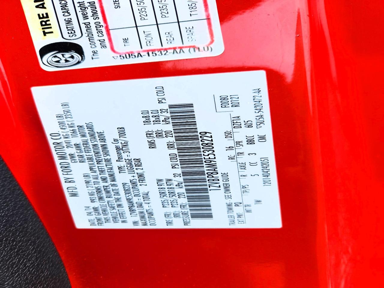 2014 Ford Mustang Red vin: 1ZVBP8AM9E5308229