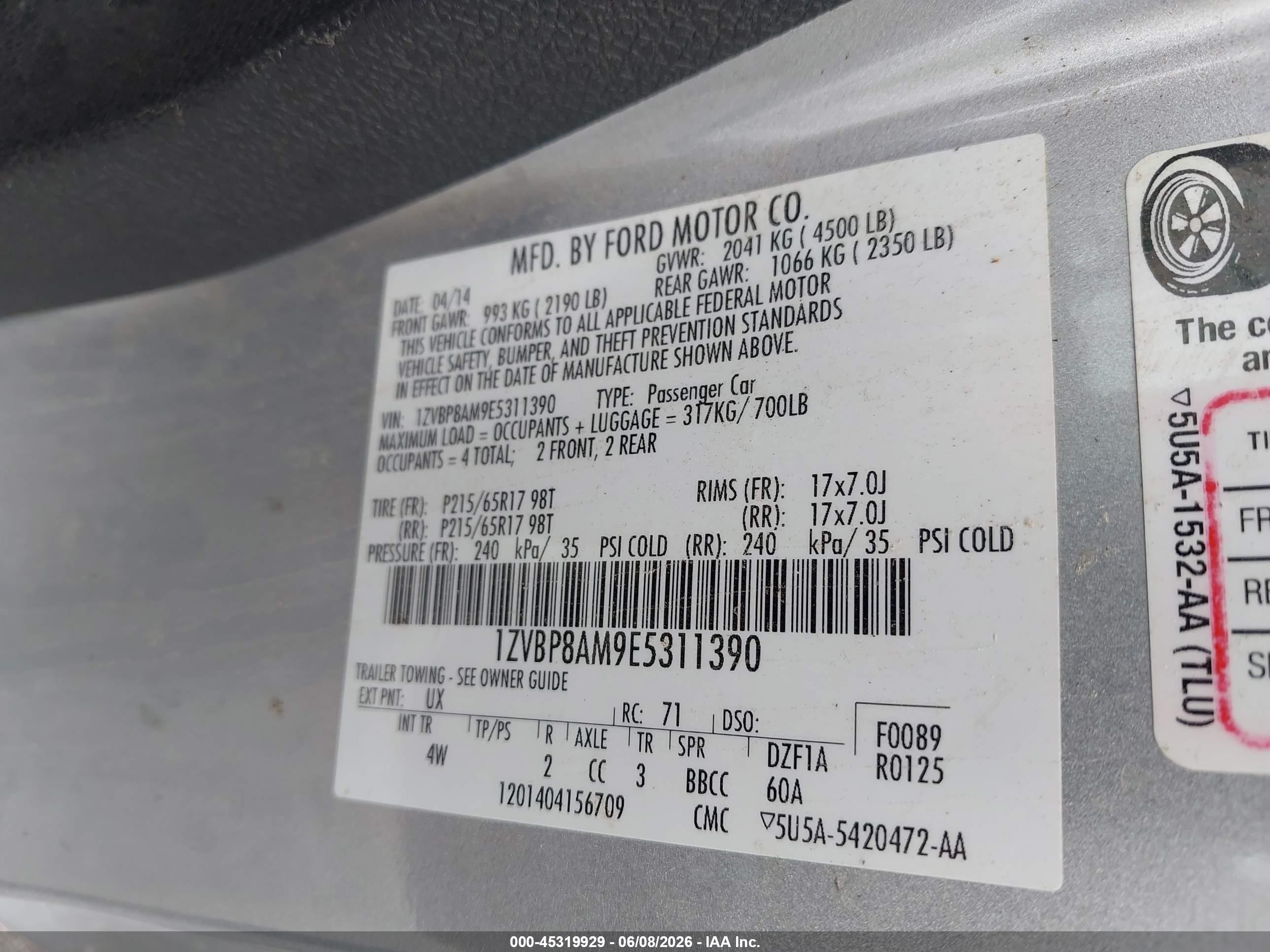2014 Ford Mustang V6 Premium Серебряный vin: 1ZVBP8AM9E5311390