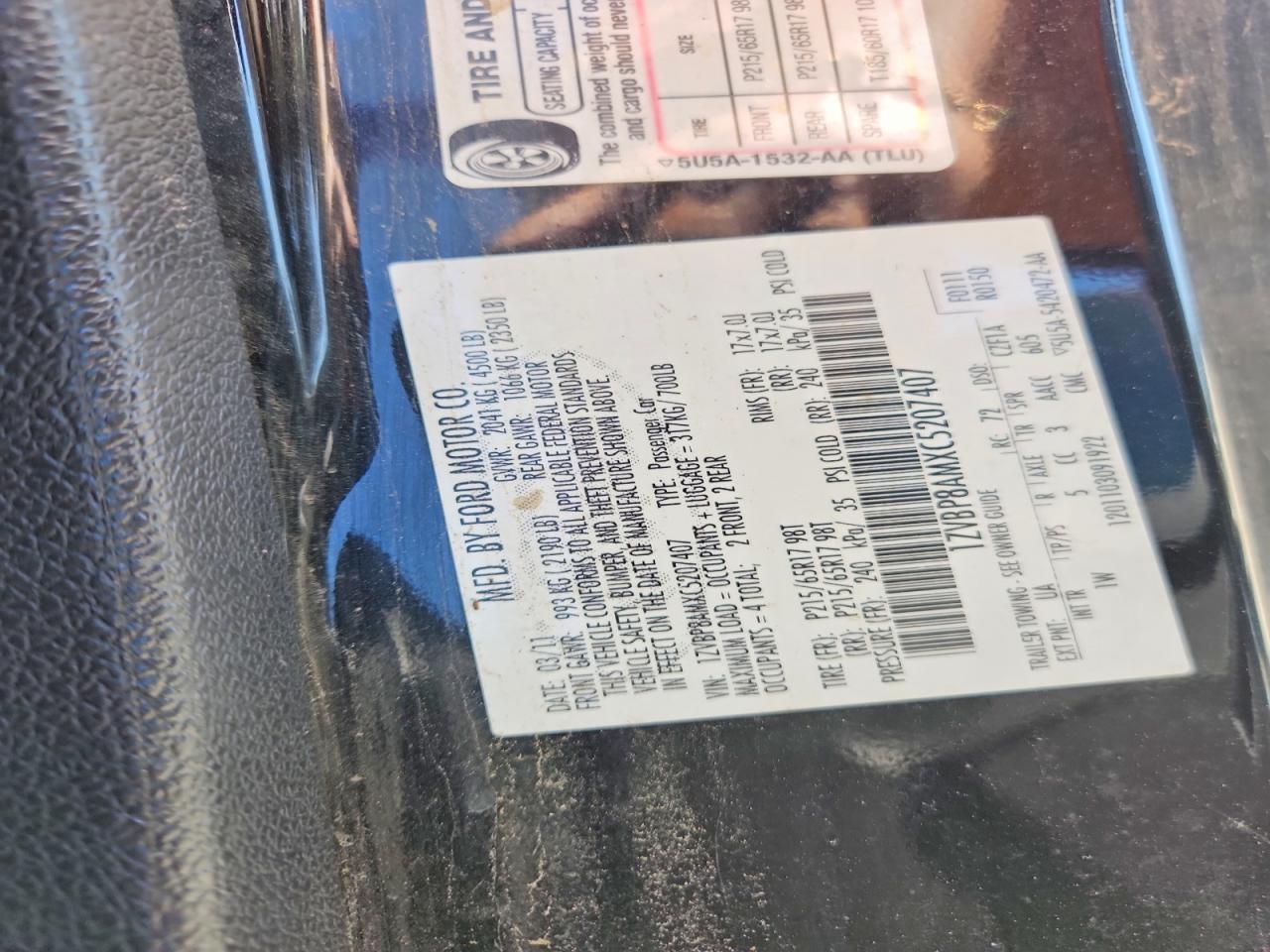 2012 Ford Mustang Black vin: 1ZVBP8AMXC5207407