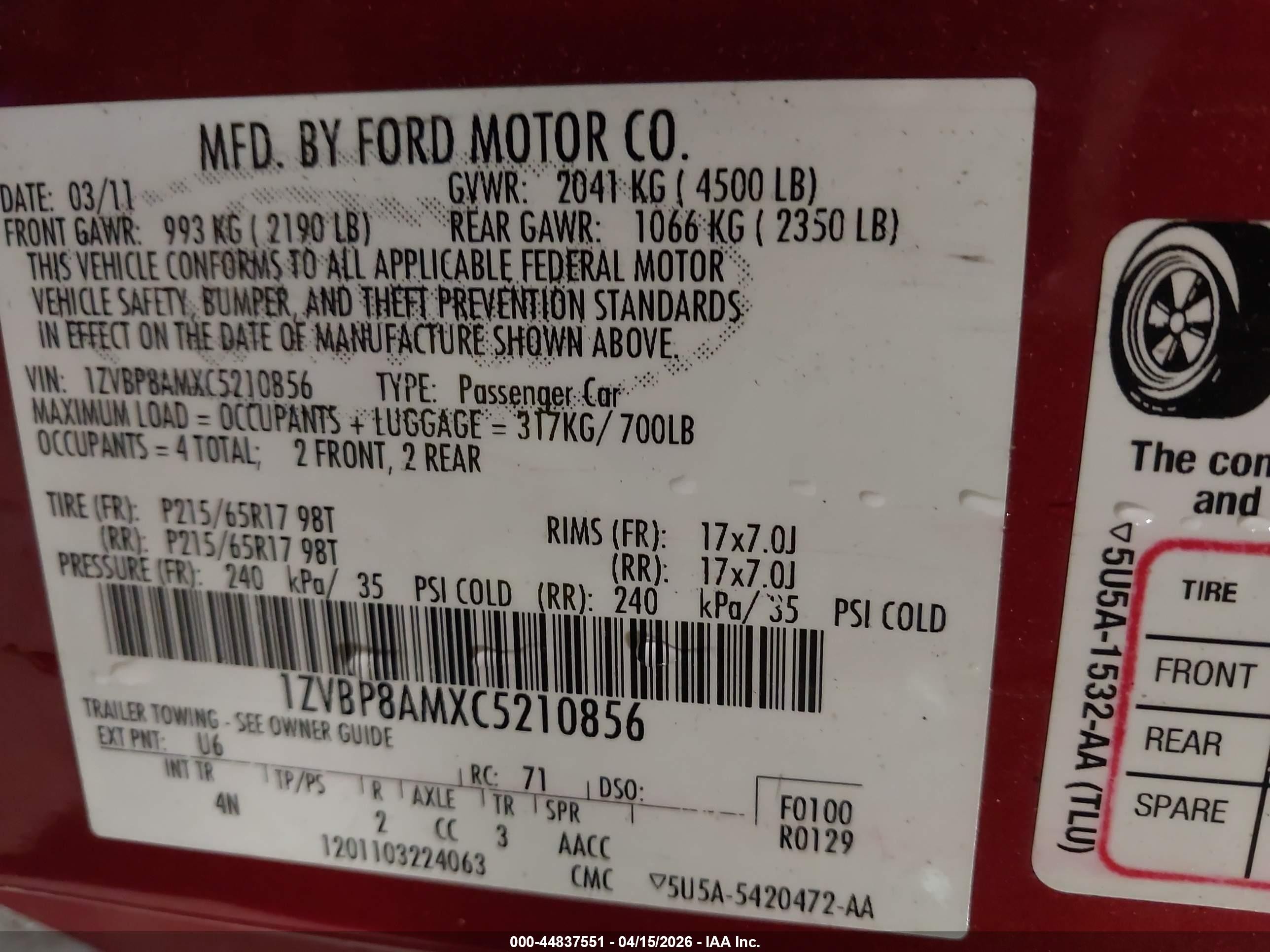 2012 Ford Mustang V6 Premium Red vin: 1ZVBP8AMXC5210856