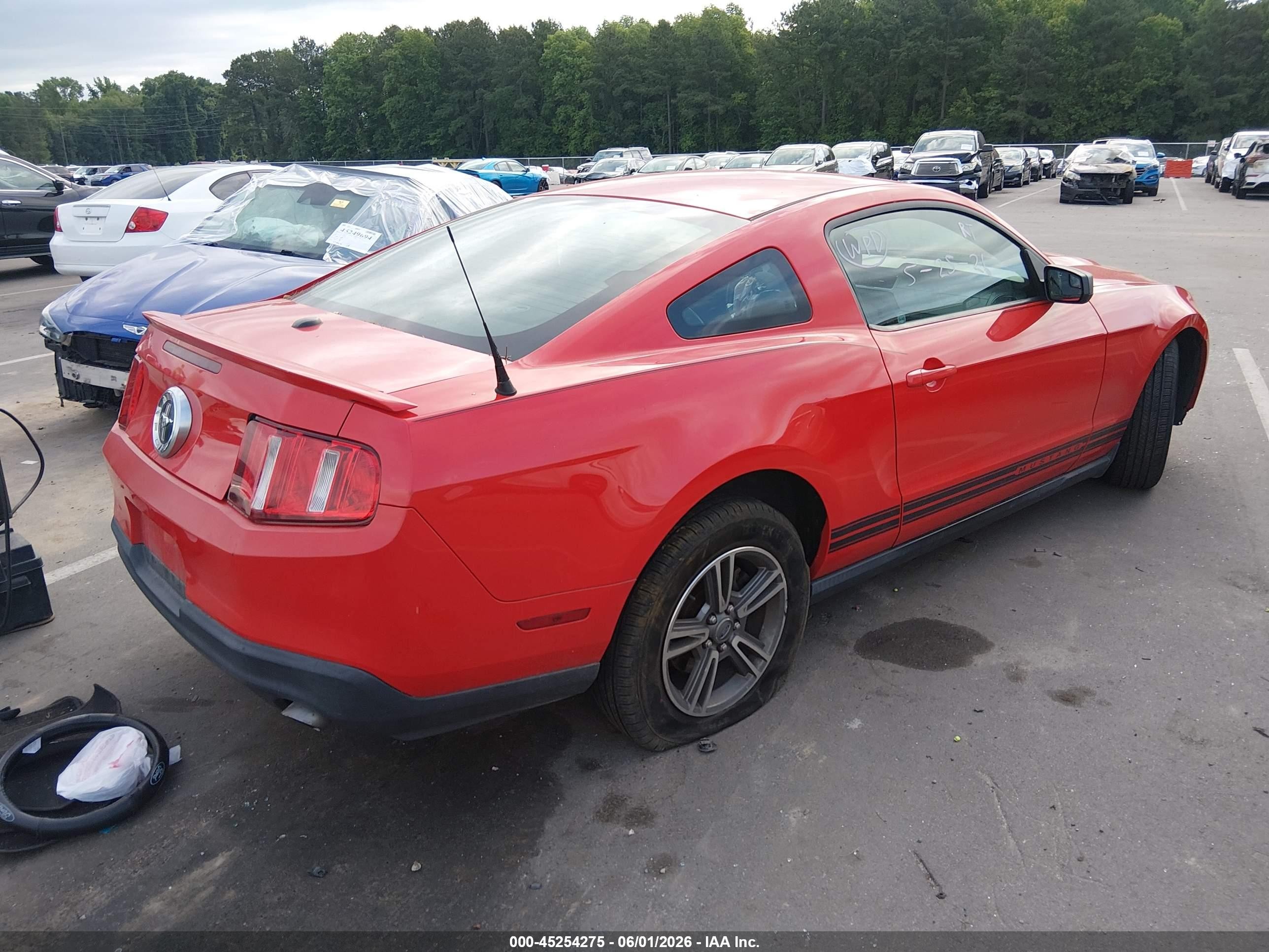 2012 Ford Mustang V6 Premium Красный vin: 1ZVBP8AMXC5255019